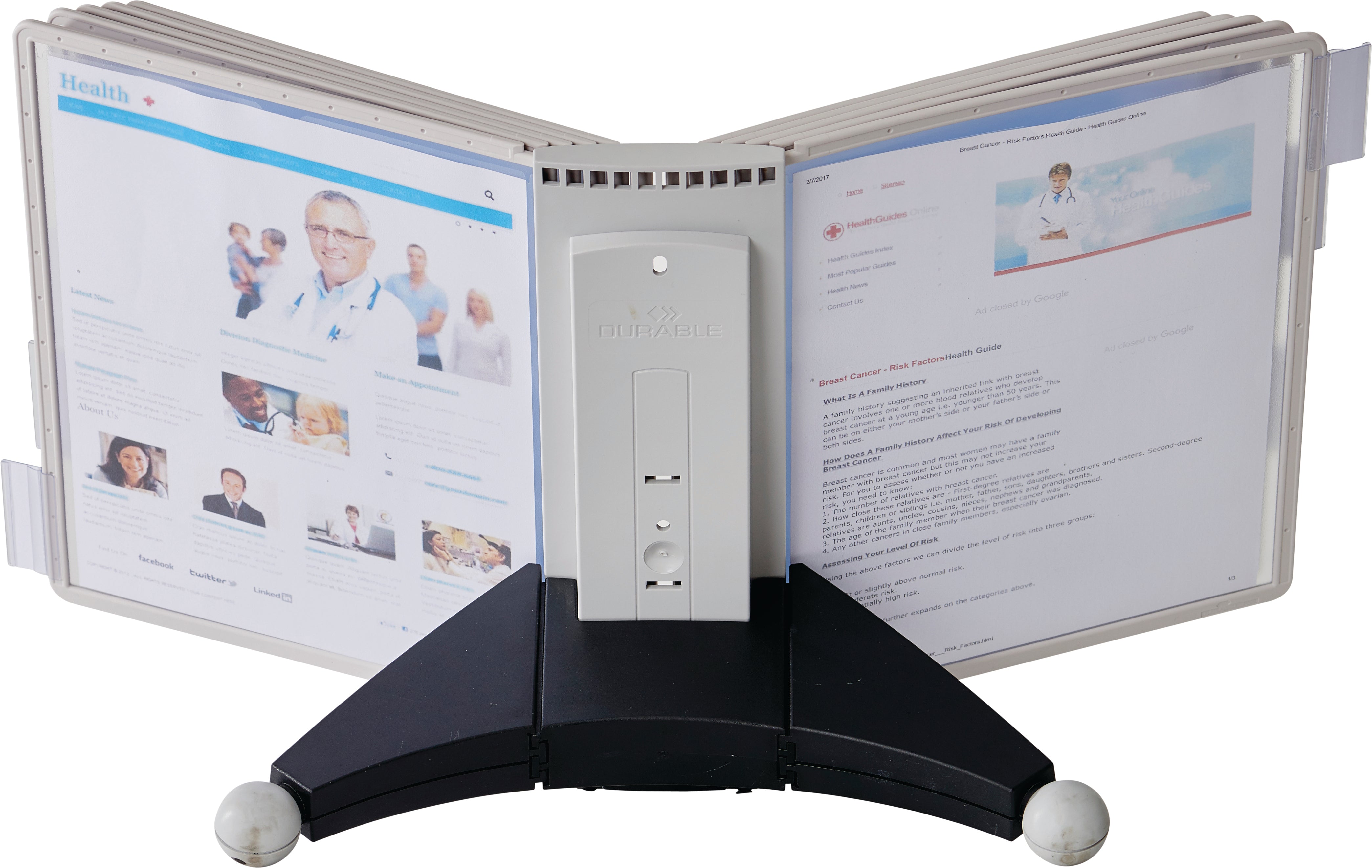 Durable SHERPA Desk Reference System | 10 Panels | Letter Size | Gray