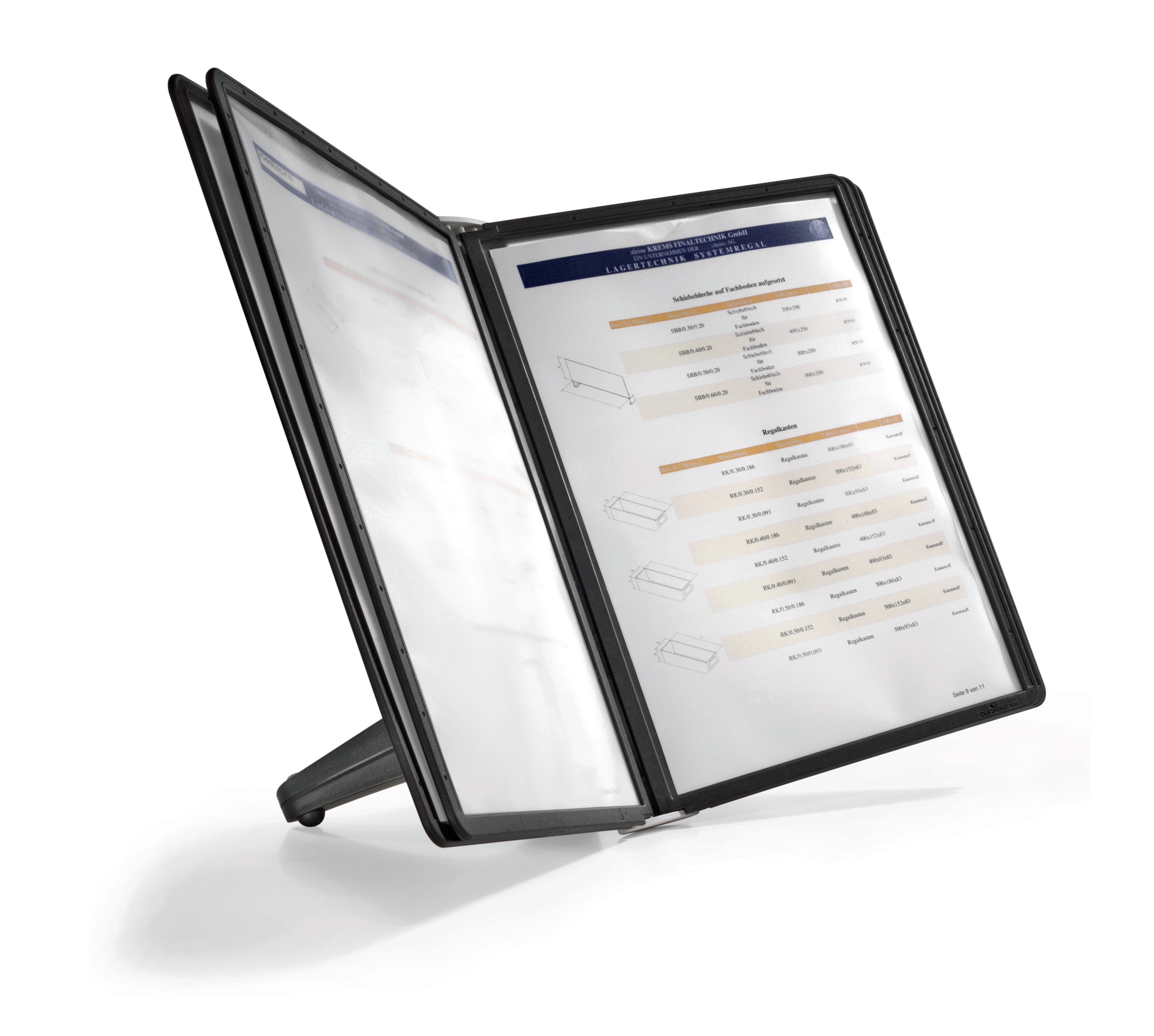 Durable SHERPA SOHO Desk Reference System | 5 Panel | Letter Size | Black