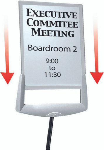 Durable SHERPA Adjustable Floor Display Stand Sign Letter Size | 40" to 60" Inch | Gray