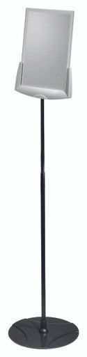 Durable SHERPA Adjustable Floor Display Stand Sign Letter Size | 40" to 60" Inch | Gray