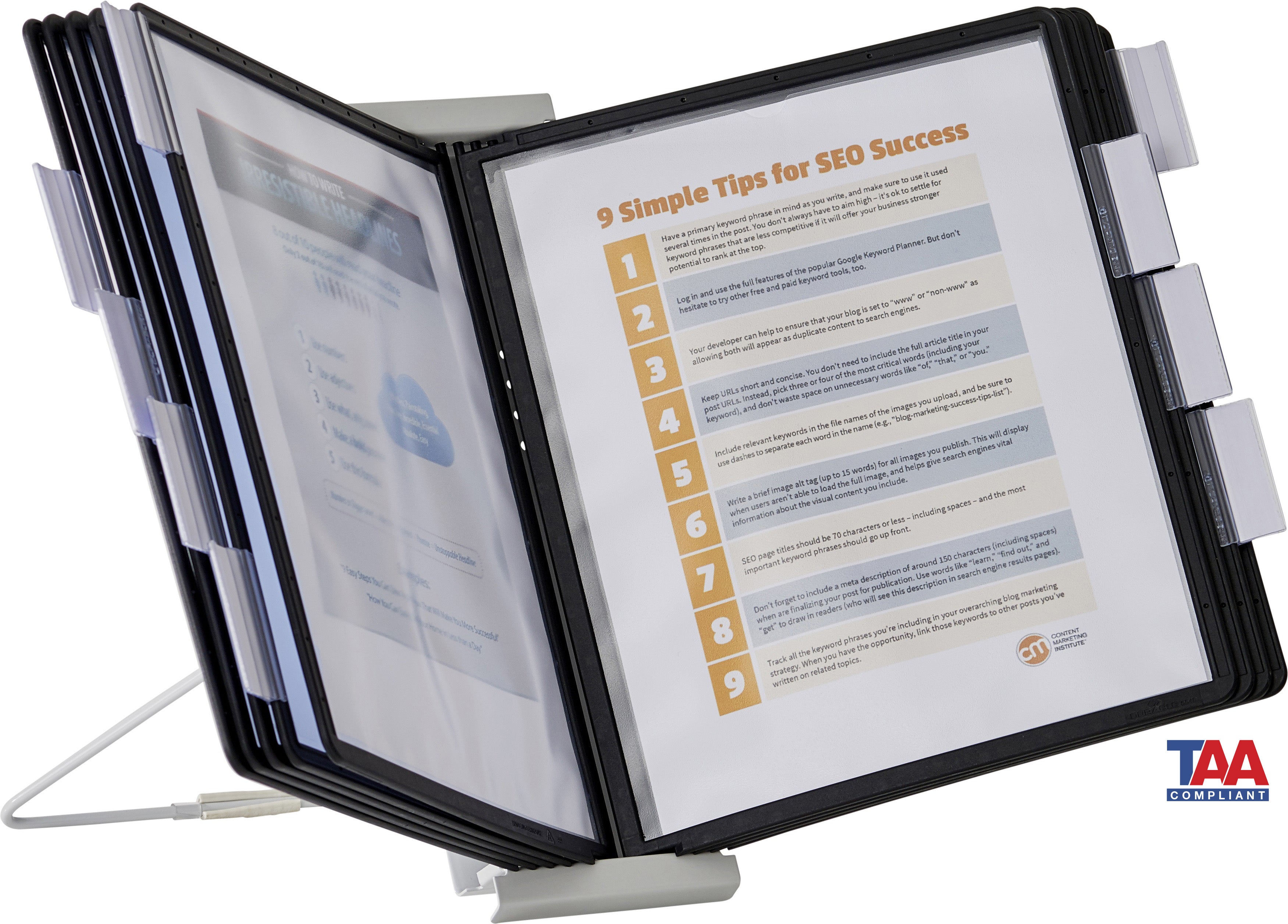 Durable INSTAVIEW Desk Reference System | 10 Panels | Letter Size | Black