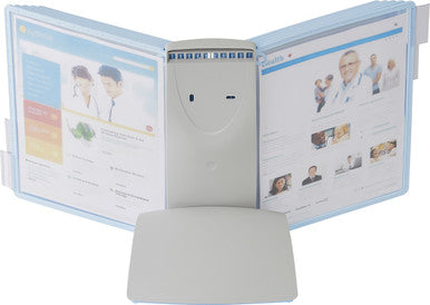 Durable SHERPA Style Antimicrobial Desk Reference System | 10 Panels | Light Blue