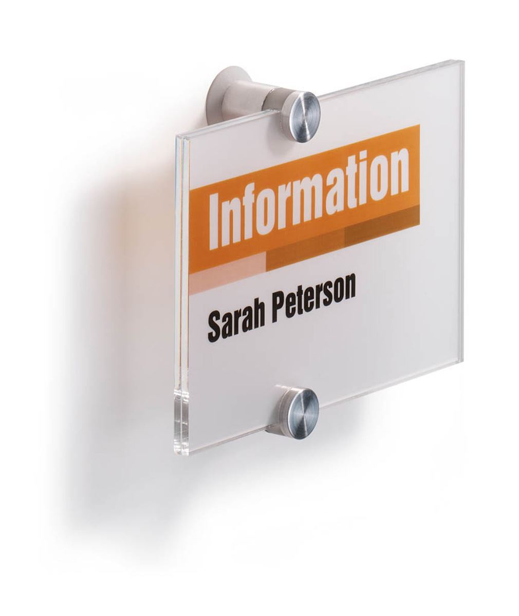 Durable CRYSTAL Frameless Acrylic Door Sign Holder Wall Mounted | 5.875" x 4.125" Inches Clear