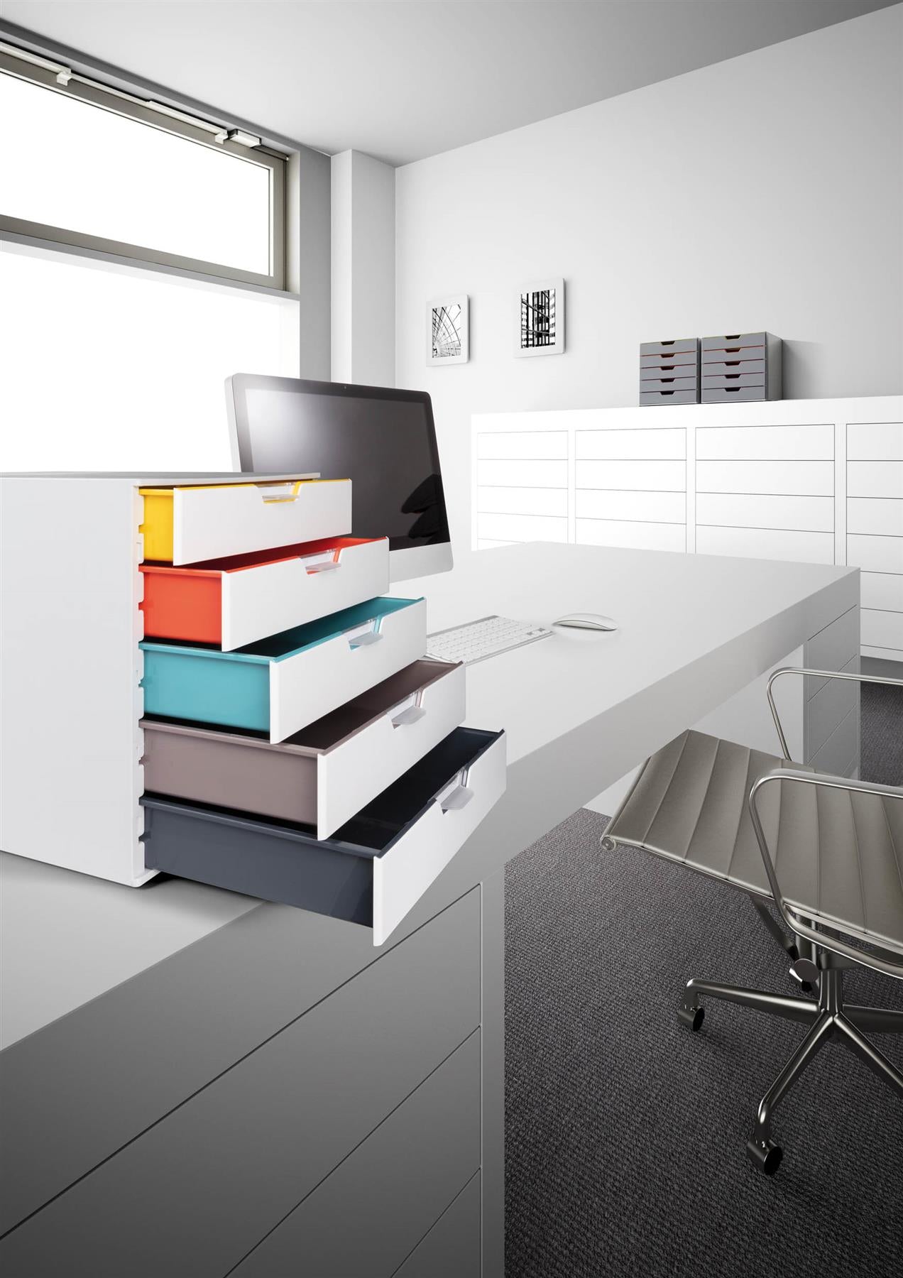 Durable VARICOLOR MIX Desktop Organizer 5 Drawer Color Coded Storage | Letter Size