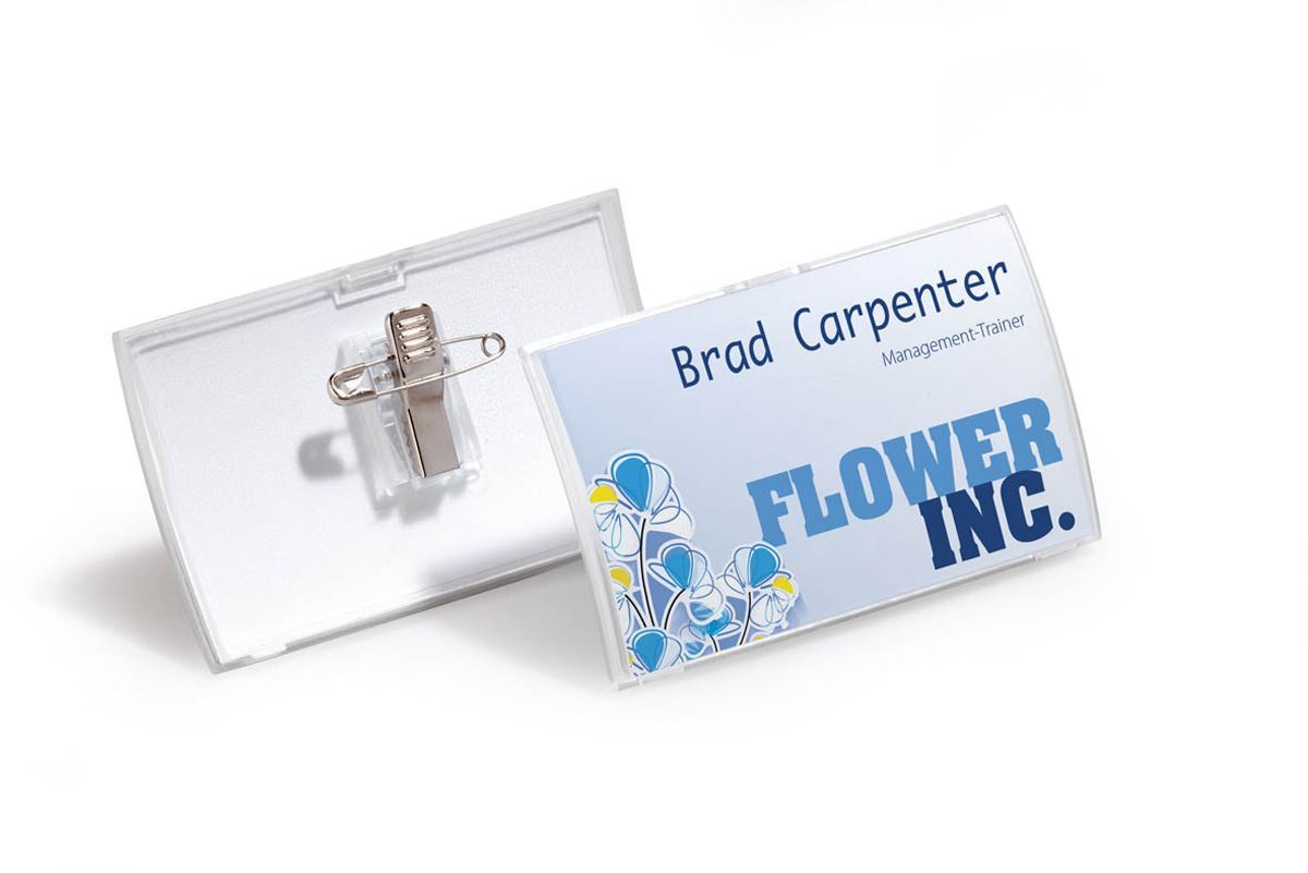 Durable CLICK FOLD Convex Clip & Pin Name Tag Badge Holder | 25 Pack | 2.25" x 3.5" Inches