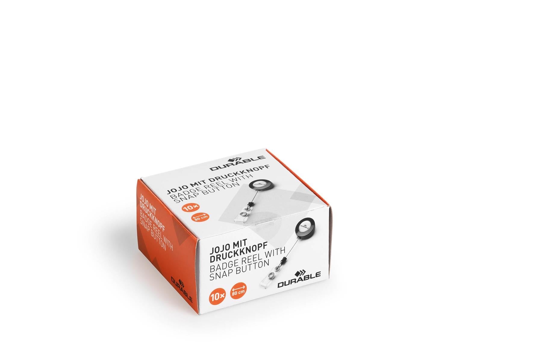 Durable Secure Retractable Clip Badge Reel for ID Cards & Keys | 10 Pack | Black