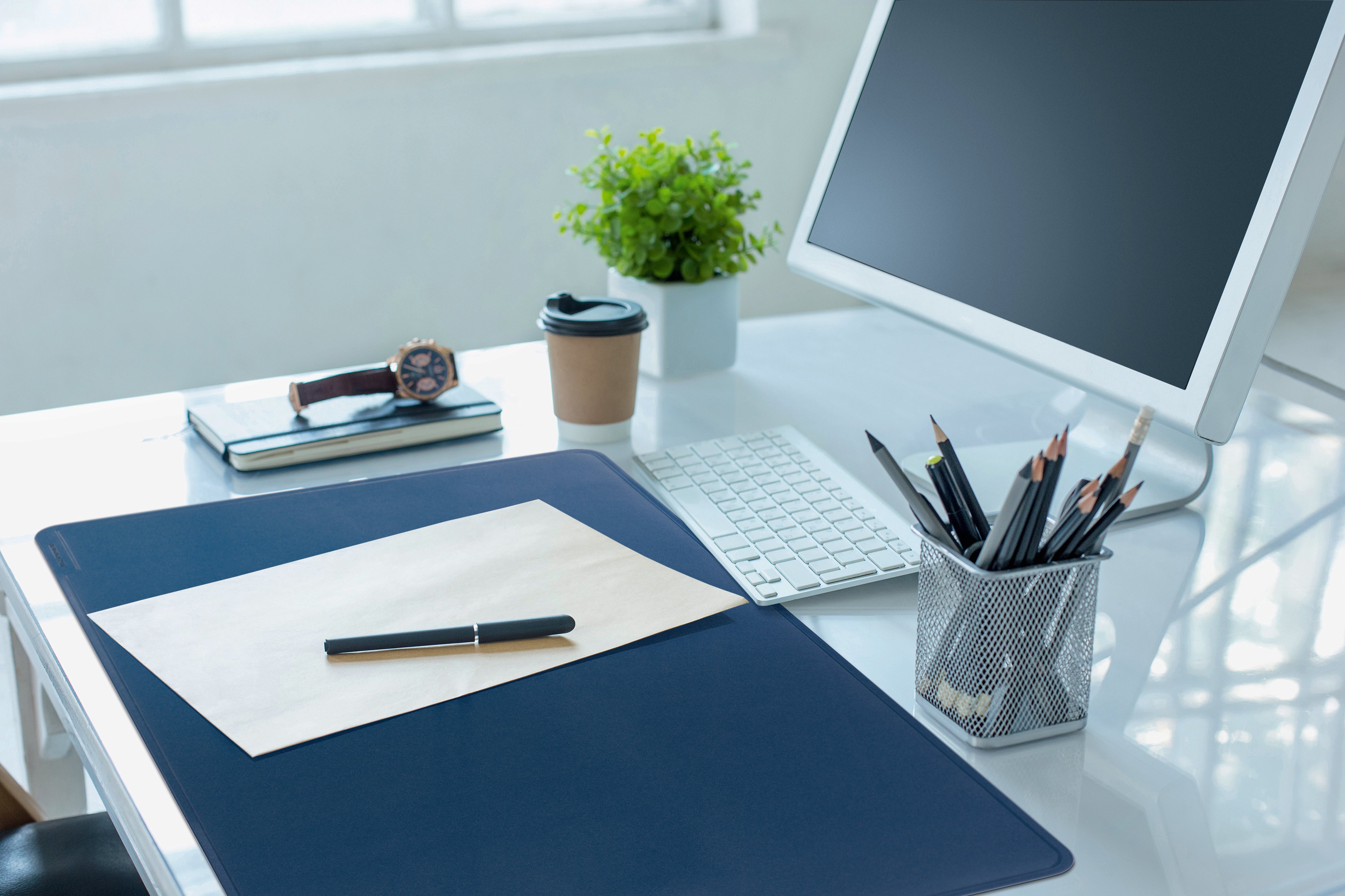 Durable Smooth Non-Slip Desk Mat Laptop PC Keyboard Mouse Pad | 26" x 19" Inches | Blue | Pack of 5