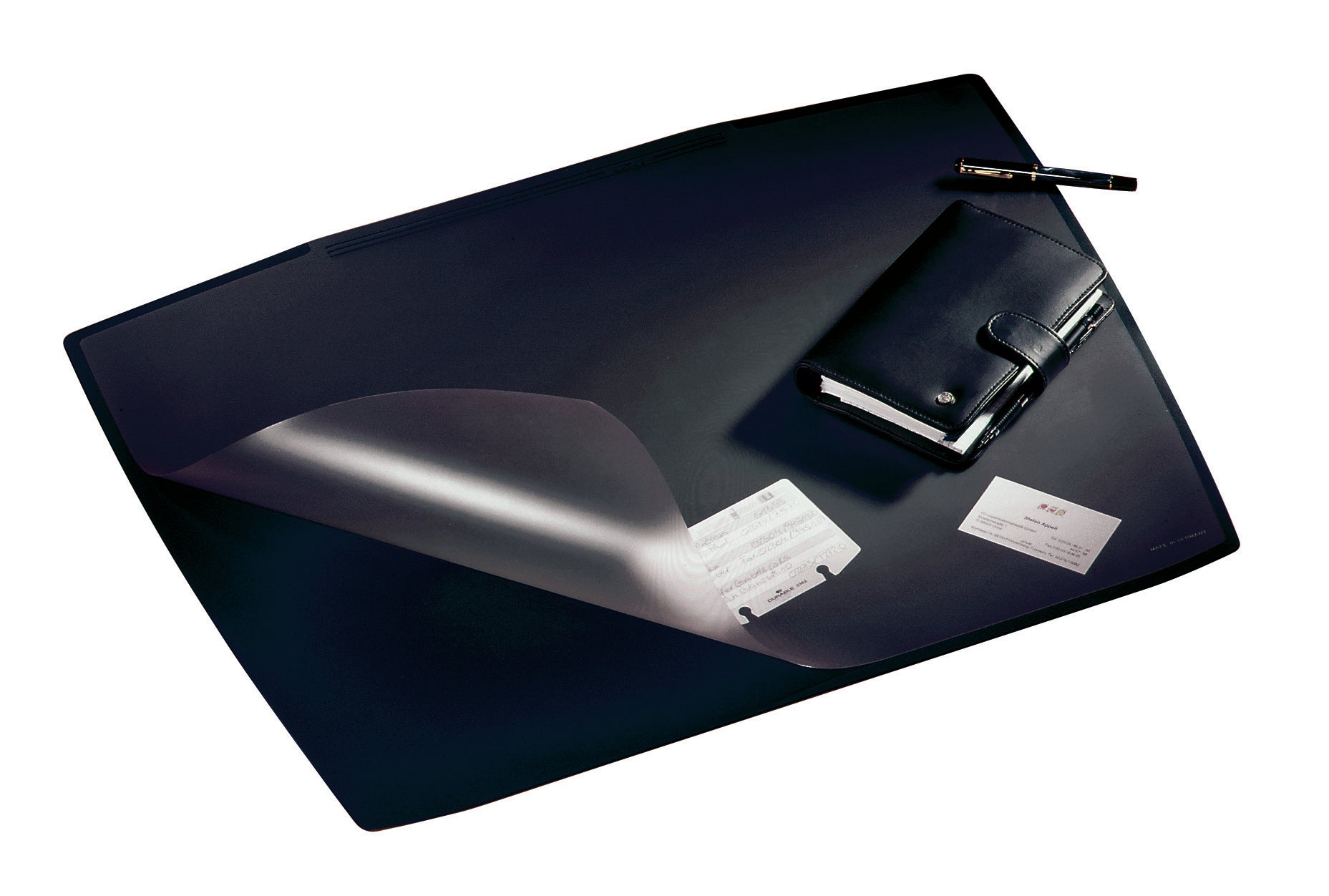 Durable Desk Pad with Transparent Overlay | 25" x 20" | Black | 5 Pack