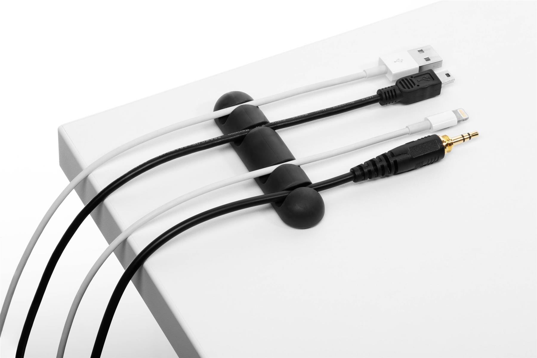 Durable CAVOLINE Cable Management 4 Desk Tidy Clips | 2 Pack | Graphite