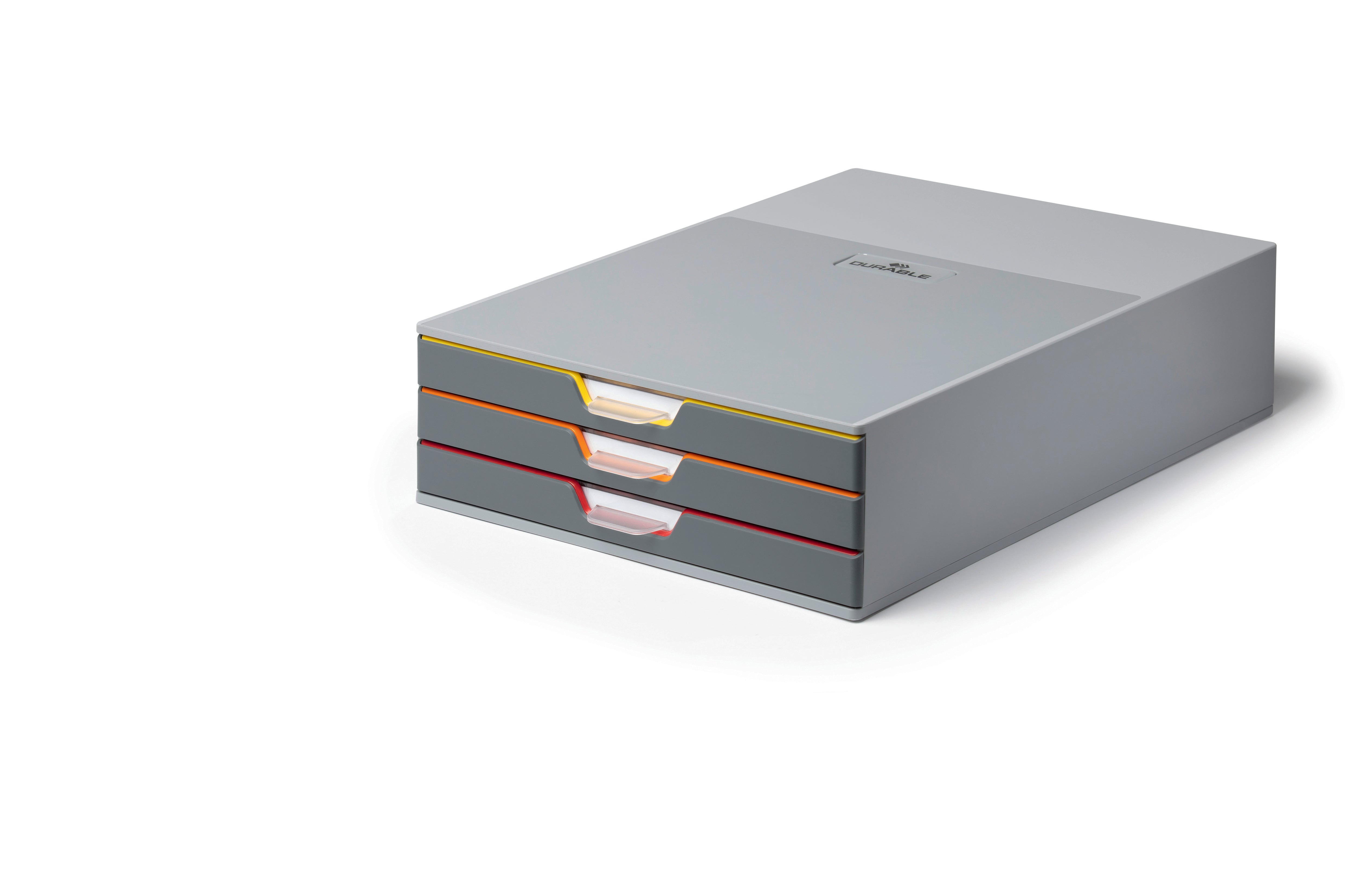 Durable VARICOLOR Desktop Organizer 3 Drawer Color Coded Modular Storage | Letter Size