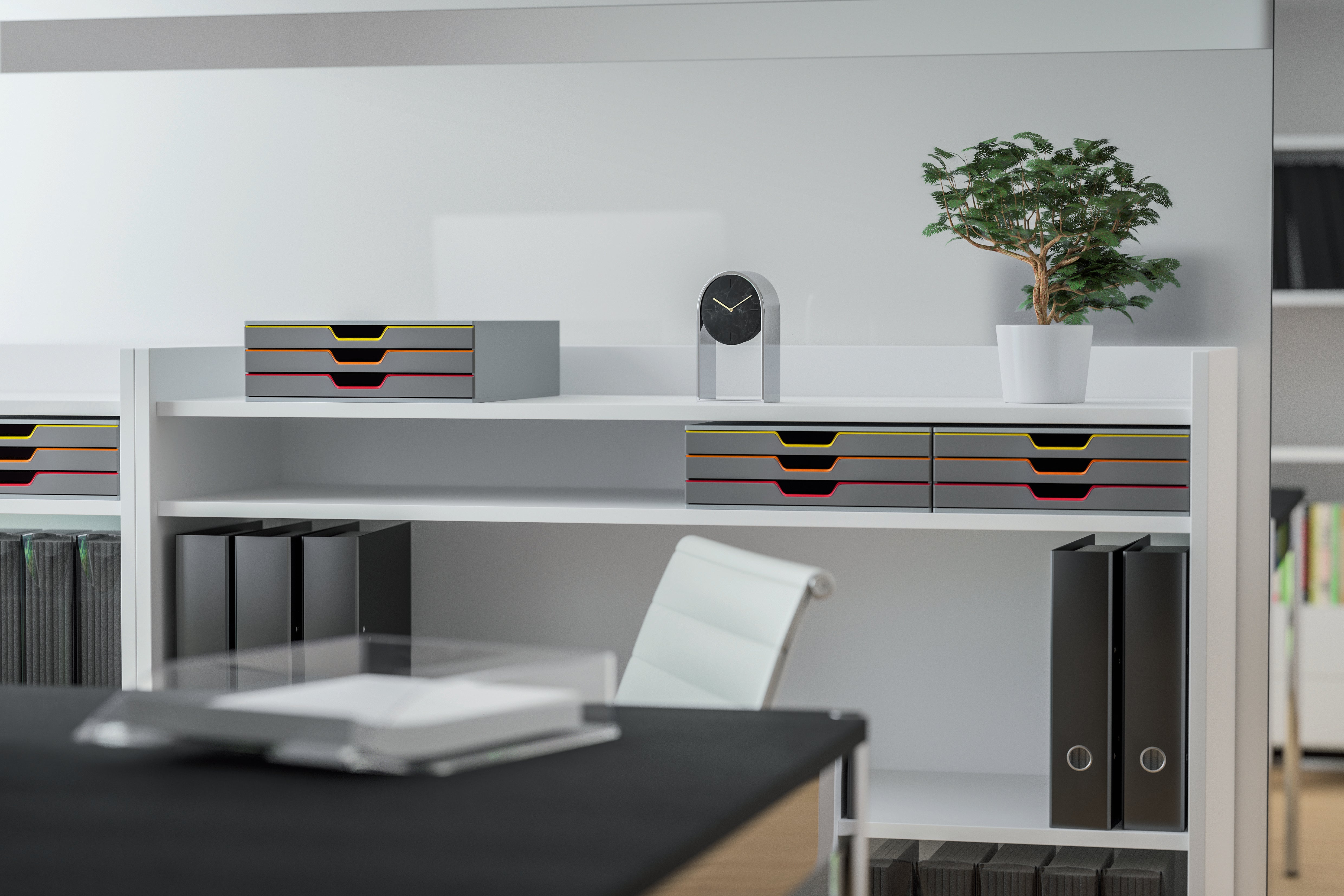 Durable VARICOLOR Desktop Organizer 3 Drawer Color Coded Modular Storage | Letter Size