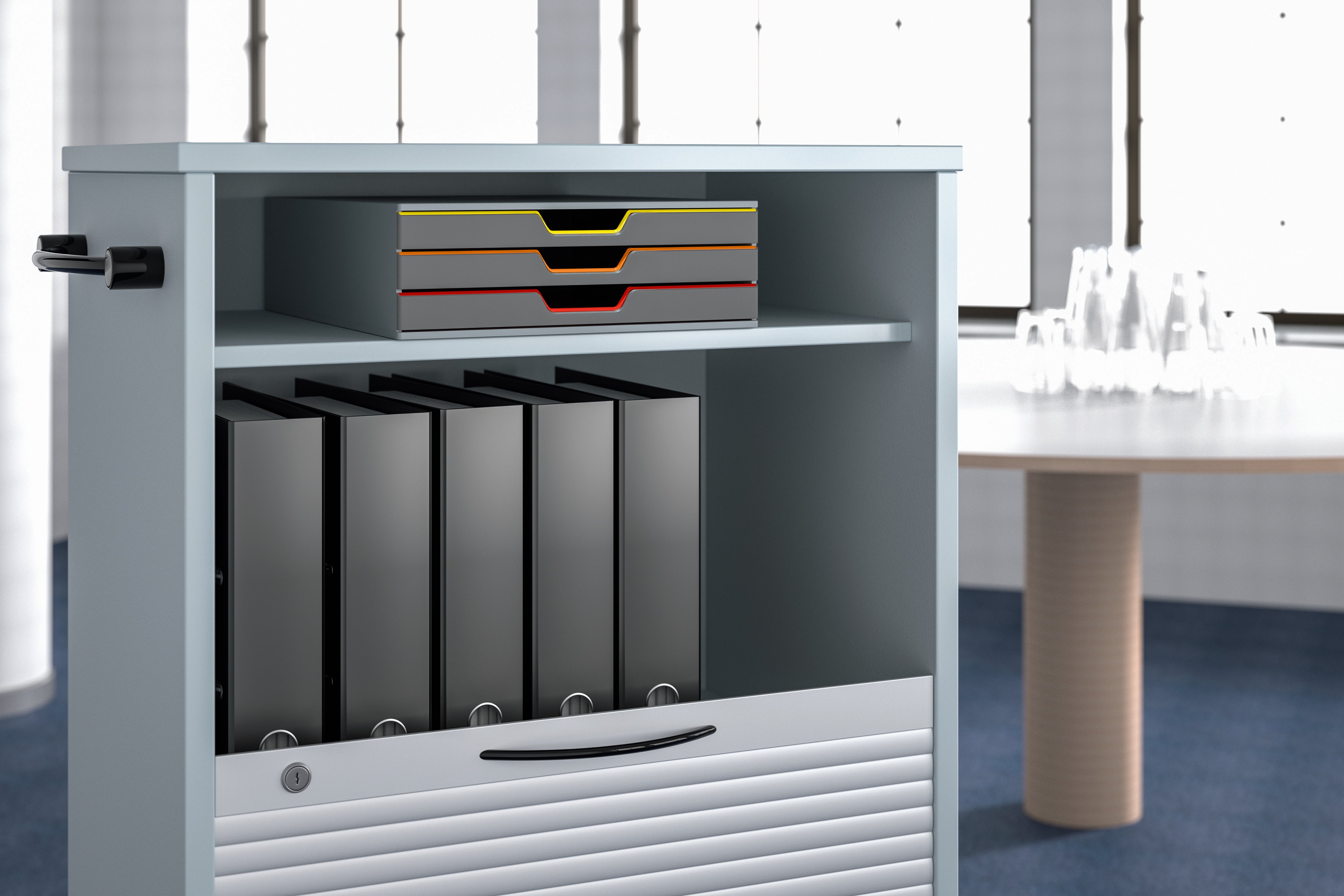 Durable VARICOLOR Desktop Organizer 3 Drawer Color Coded Modular Storage | Letter Size