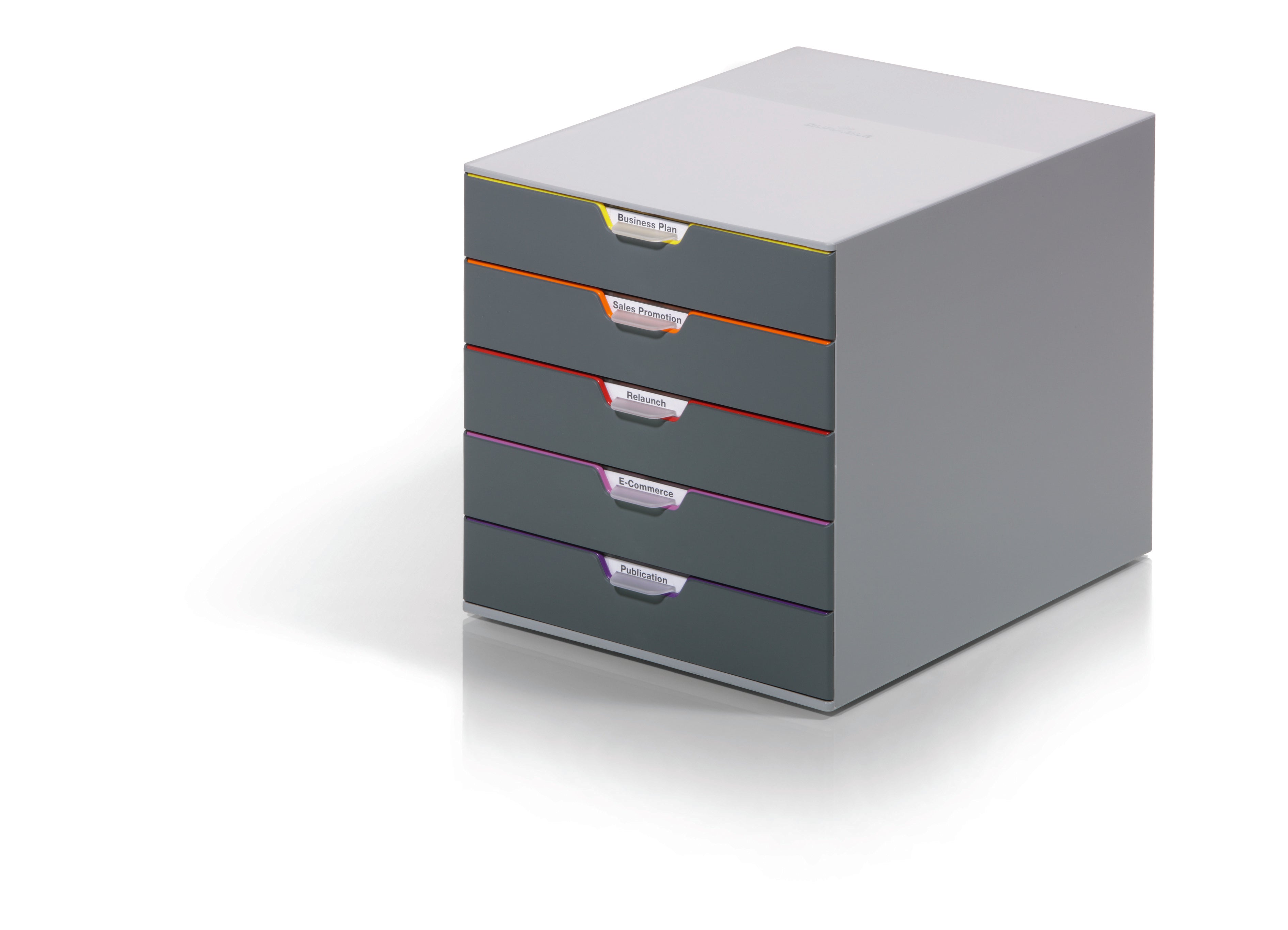 Durable VARICOLOR Desktop Organizer 5 Drawer Color Coded Modular Storage | Letter Size