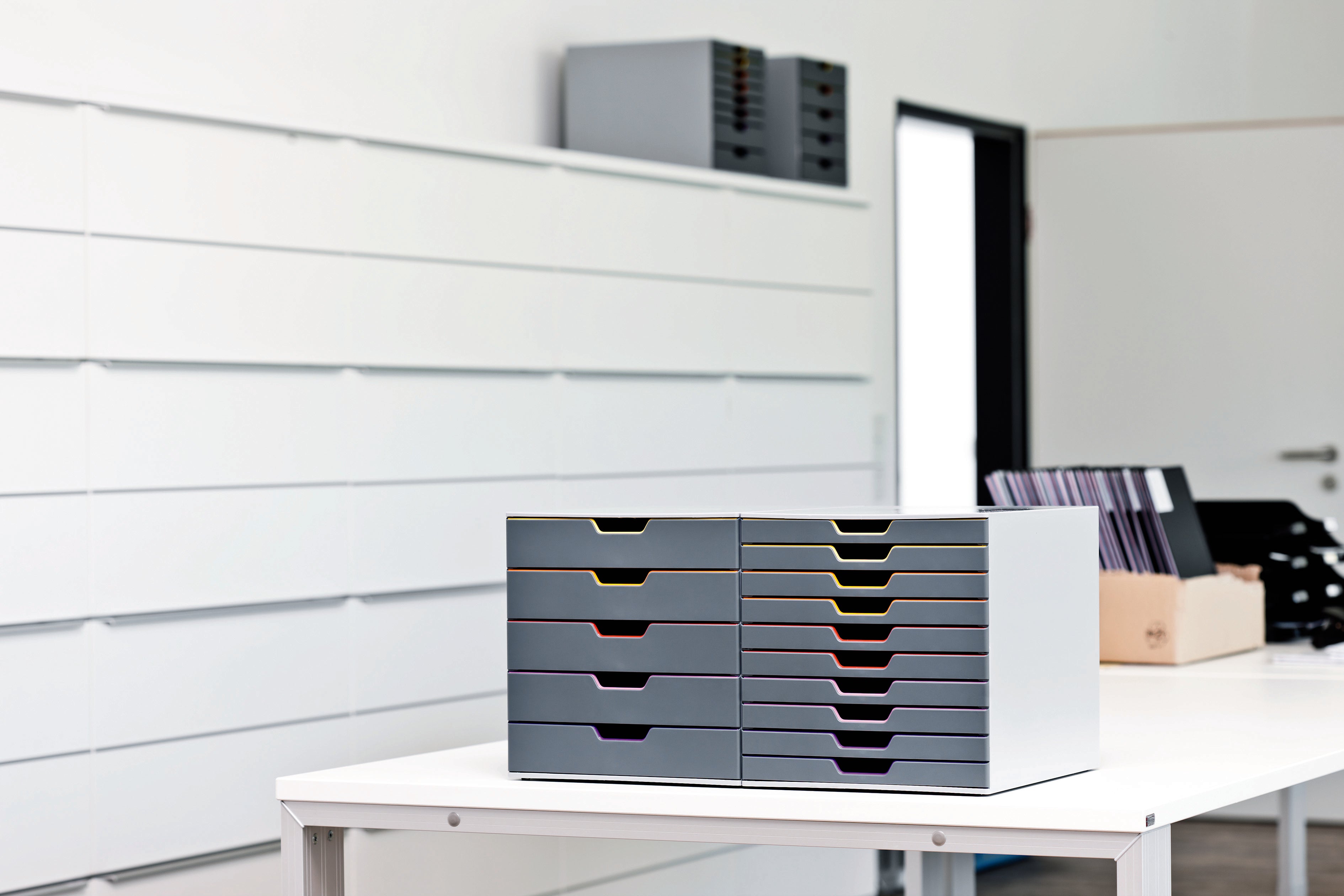 Durable VARICOLOR Desktop Organizer 5 Drawer Color Coded Modular Storage | Letter Size