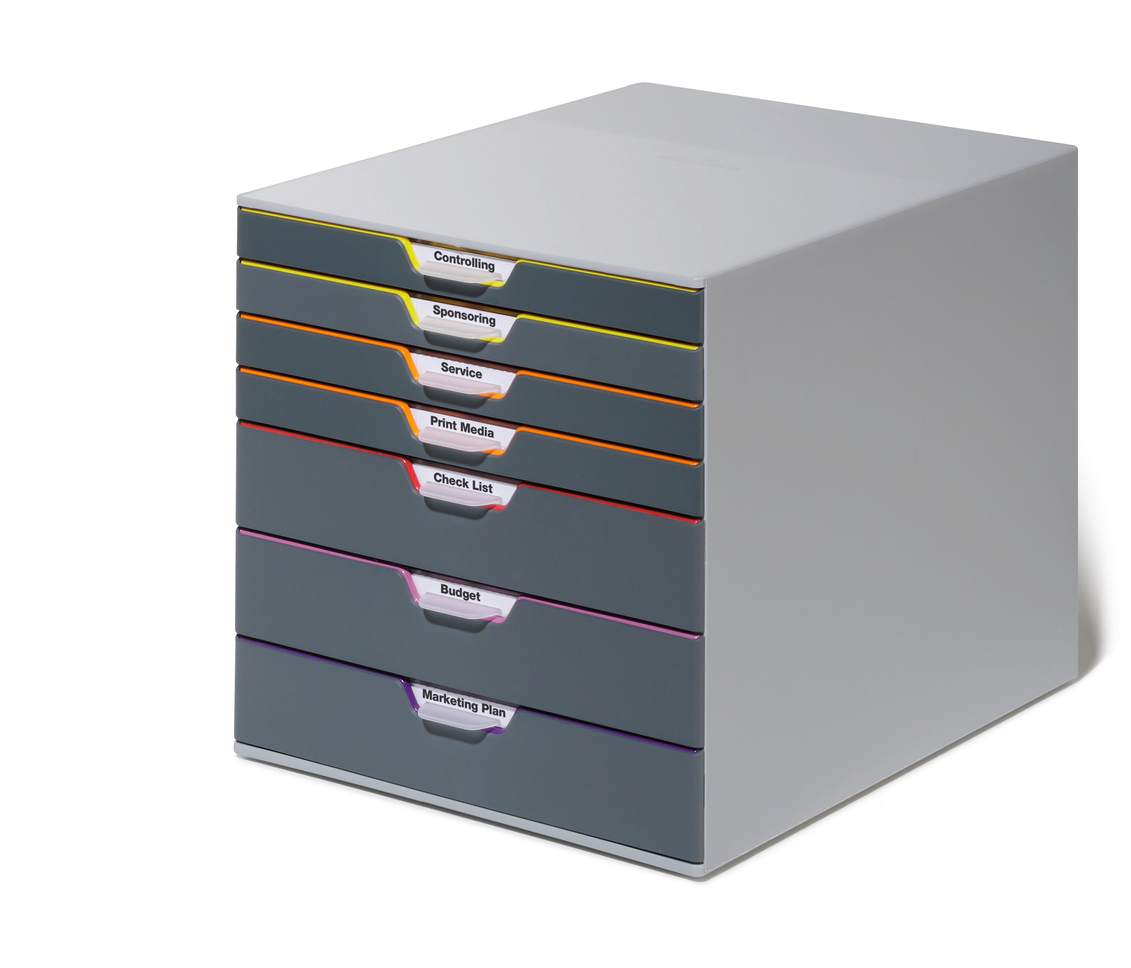 Durable VARICOLOR Desktop Organizer 7 Drawer Color Coded Modular Storage | Letter Size