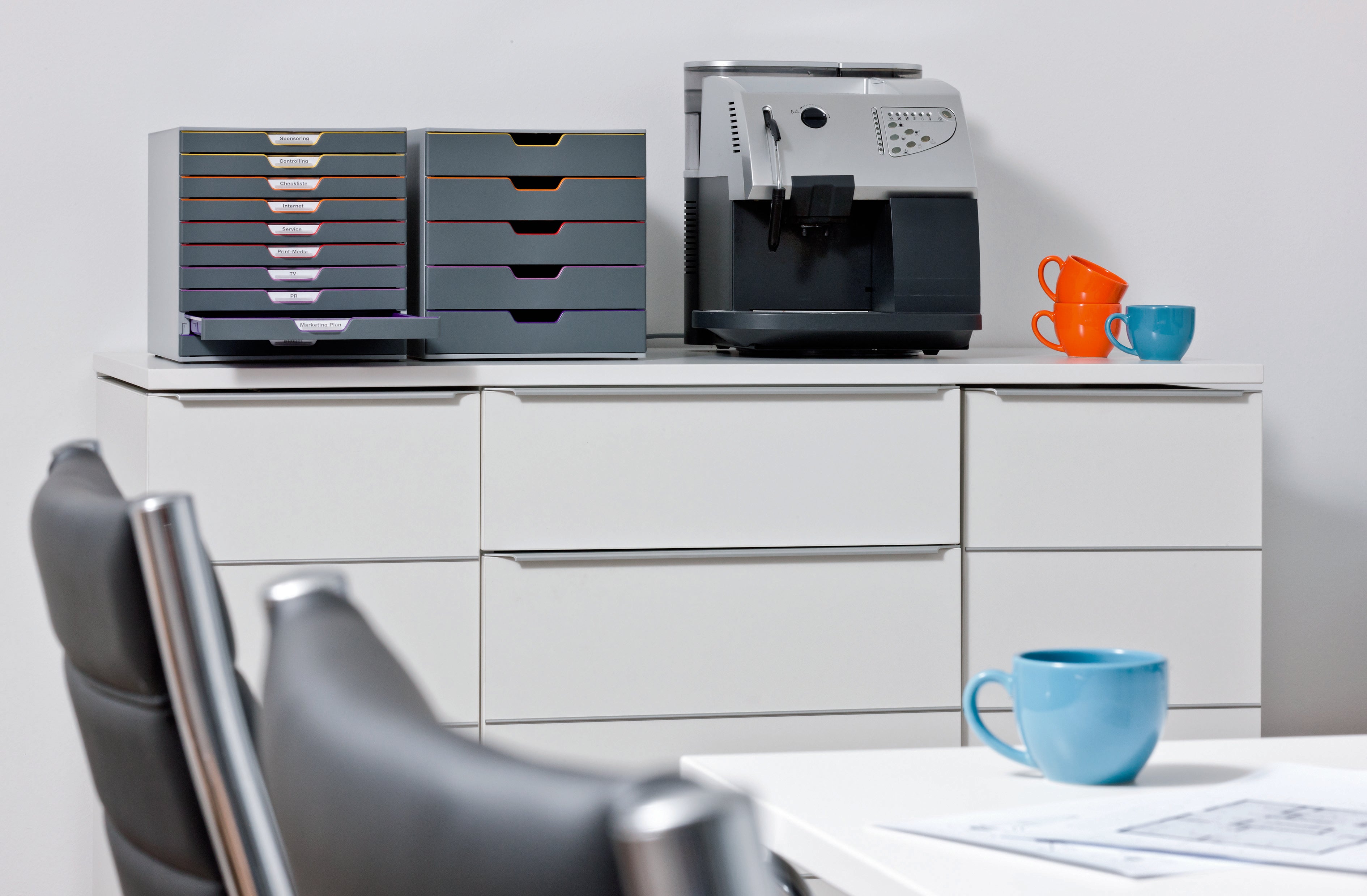 Durable VARICOLOR Desktop Organizer 10 Drawer Color Coded Modular Storage | Letter Size