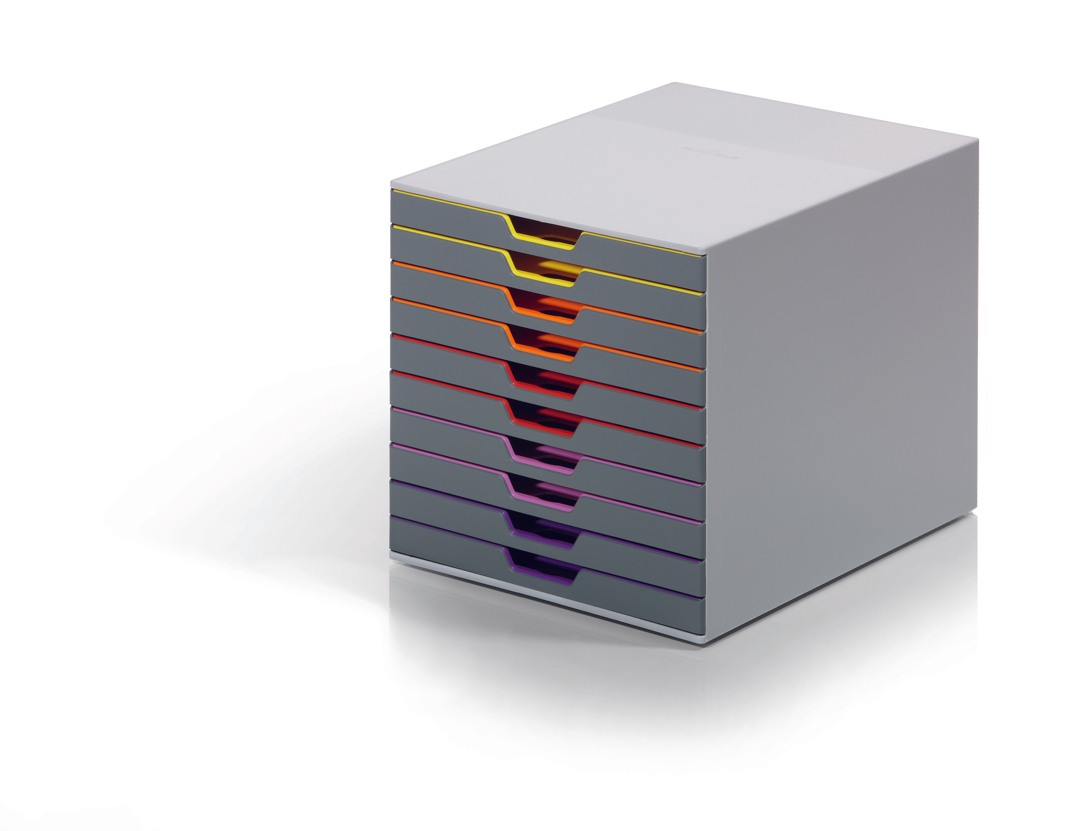 Durable VARICOLOR Desktop Organizer 10 Drawer Color Coded Modular Storage | Letter Size
