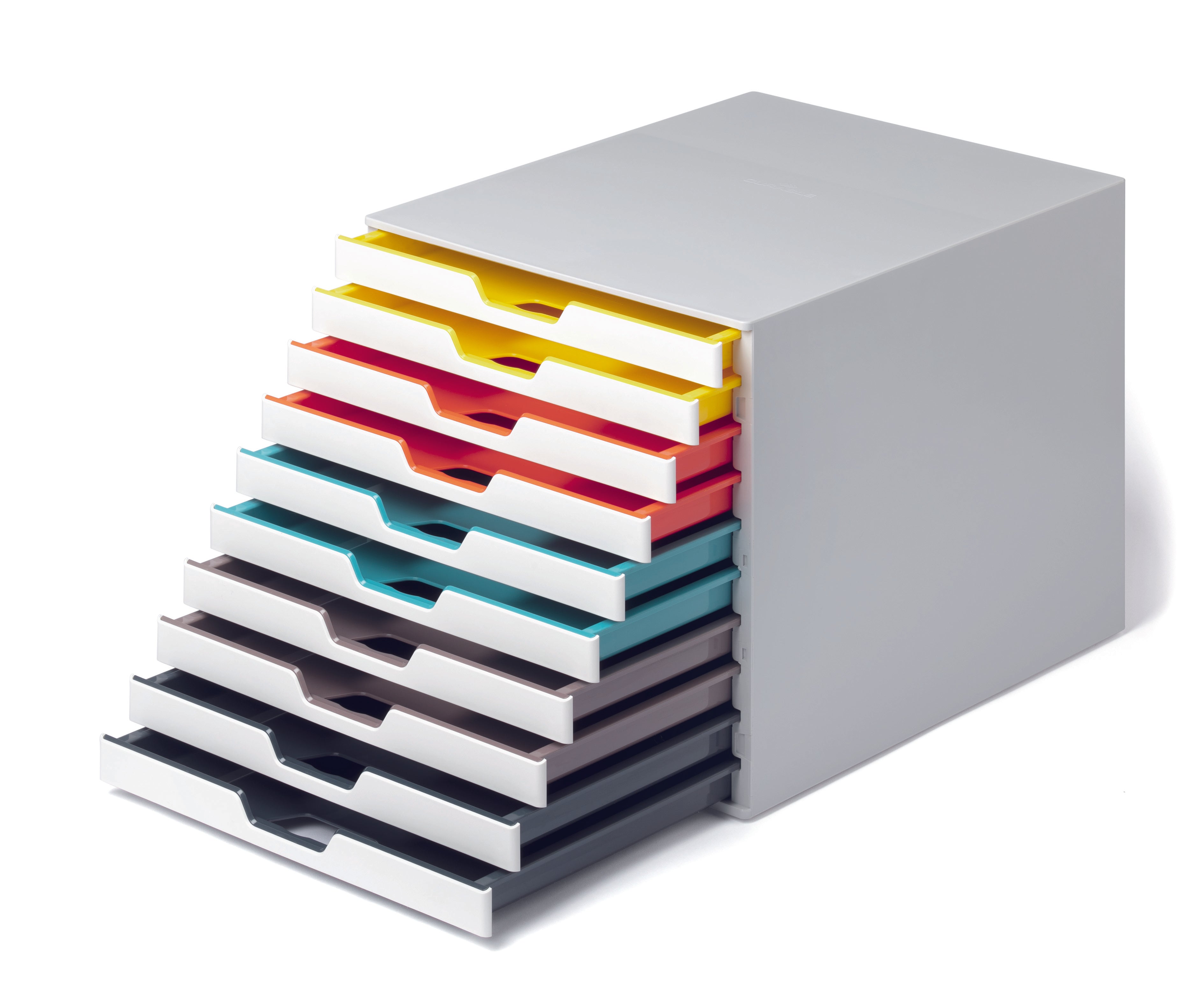 Durable VARICOLOR MIX Desktop Organizer 10 Drawer Color Coded Storage | Letter Size