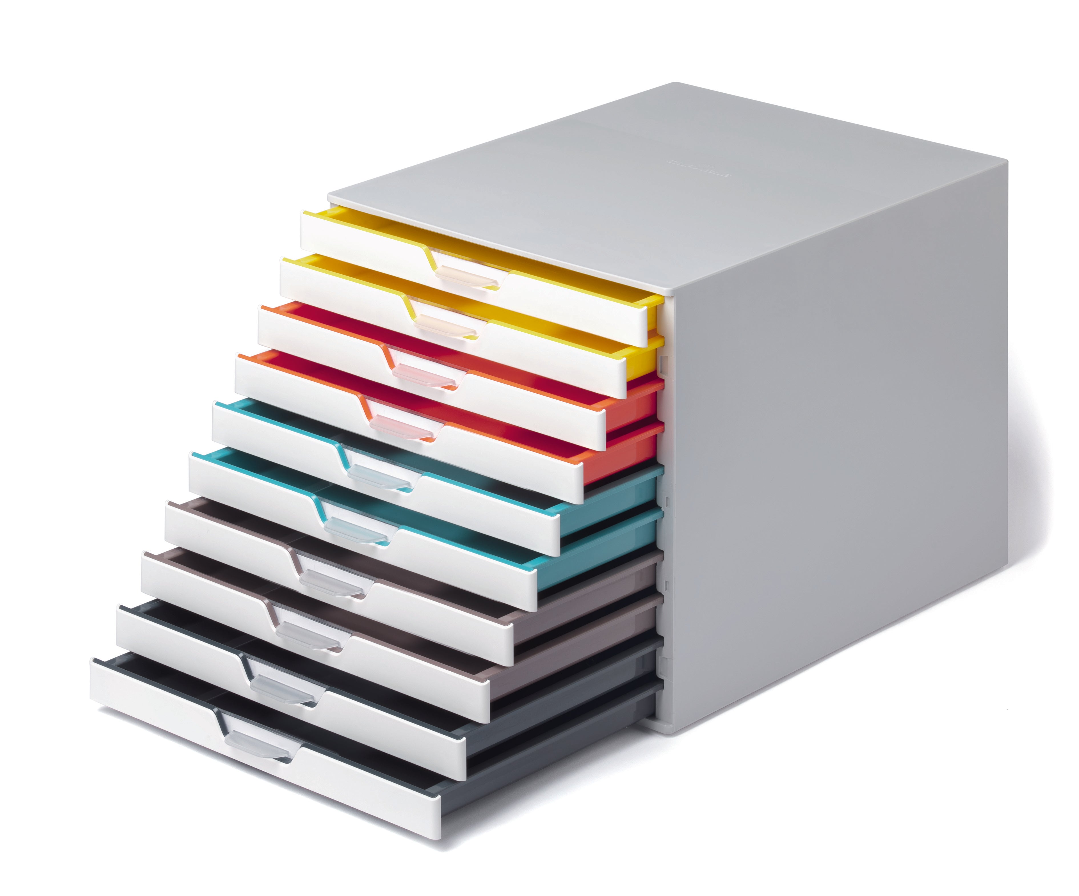 Durable VARICOLOR MIX Desktop Organizer 10 Drawer Color Coded Storage | Letter Size