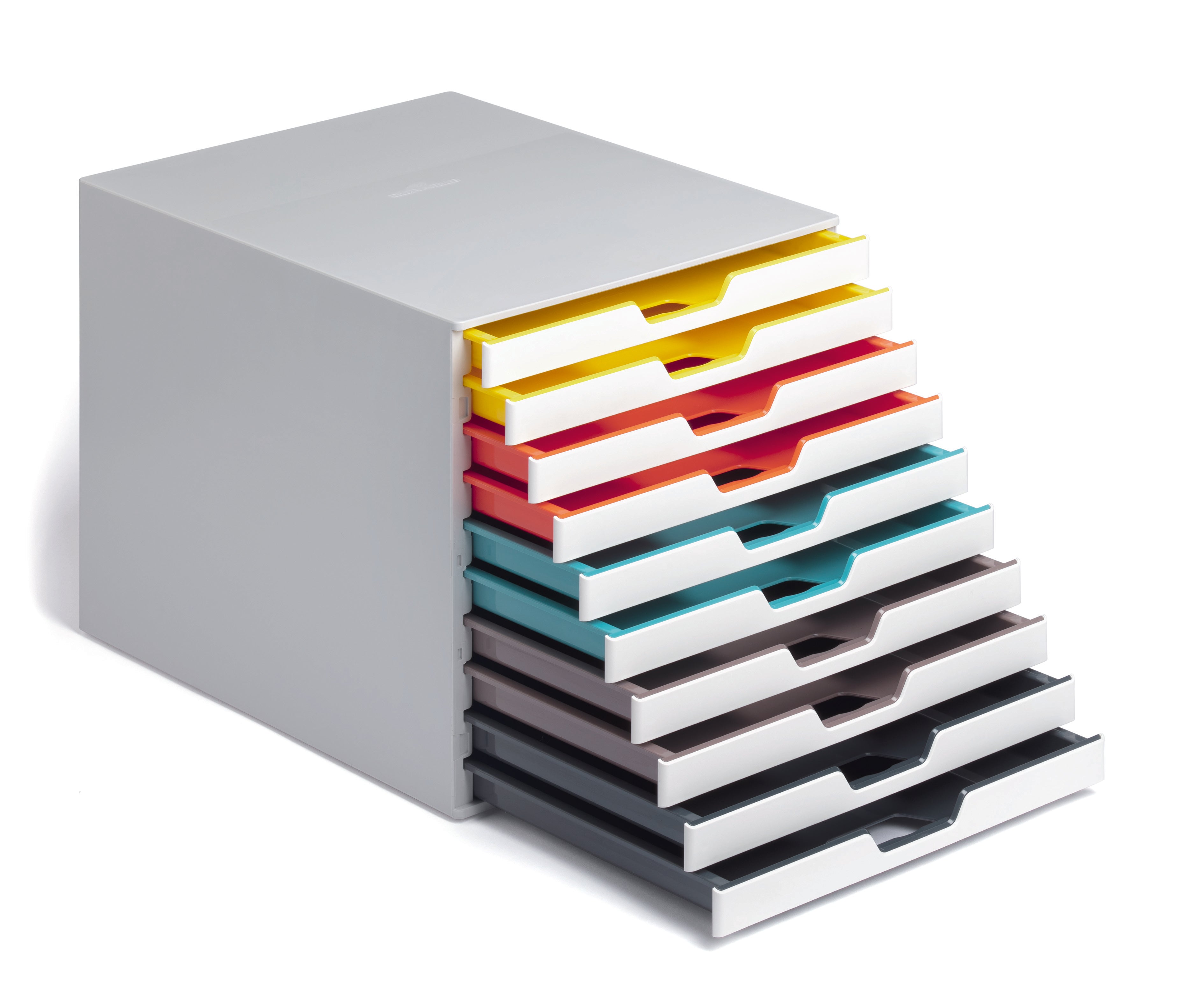Durable VARICOLOR MIX Desktop Organizer 10 Drawer Color Coded Storage | Letter Size