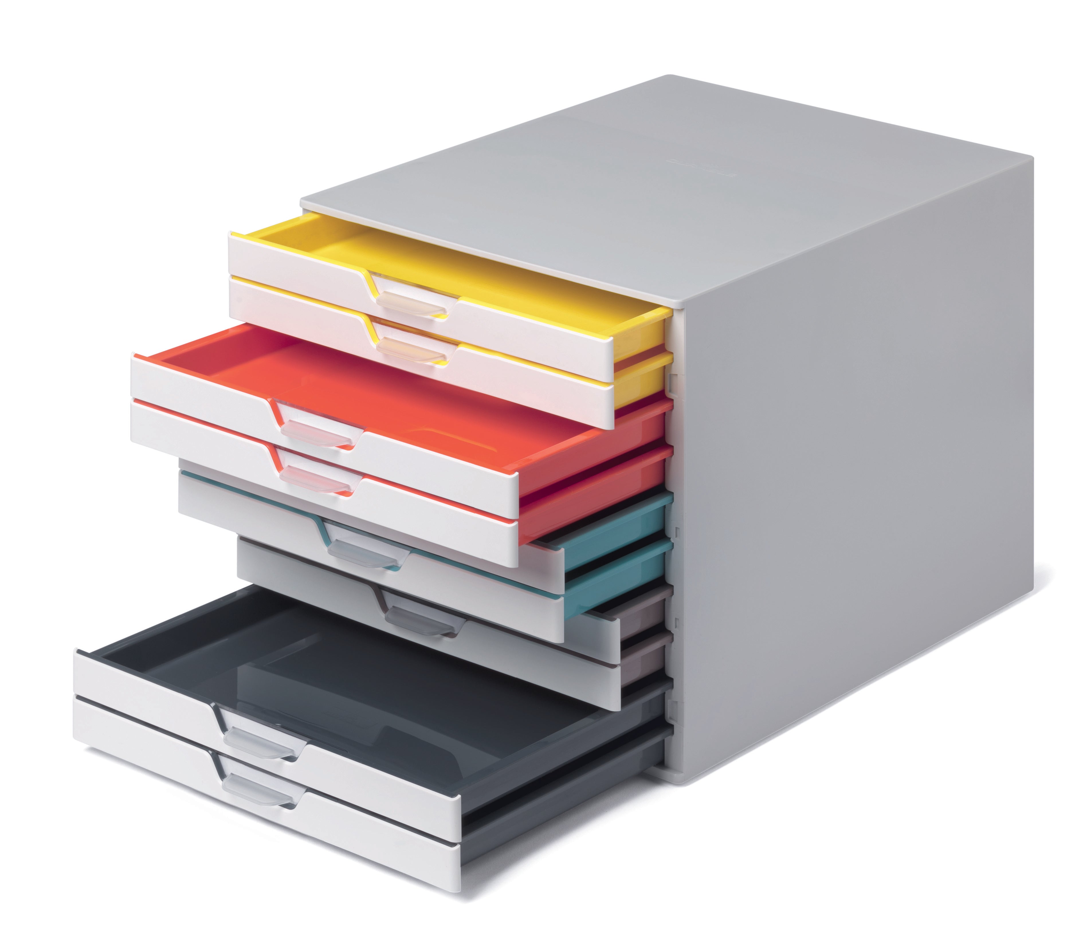 Durable VARICOLOR MIX Desktop Organizer 10 Drawer Color Coded Storage | Letter Size