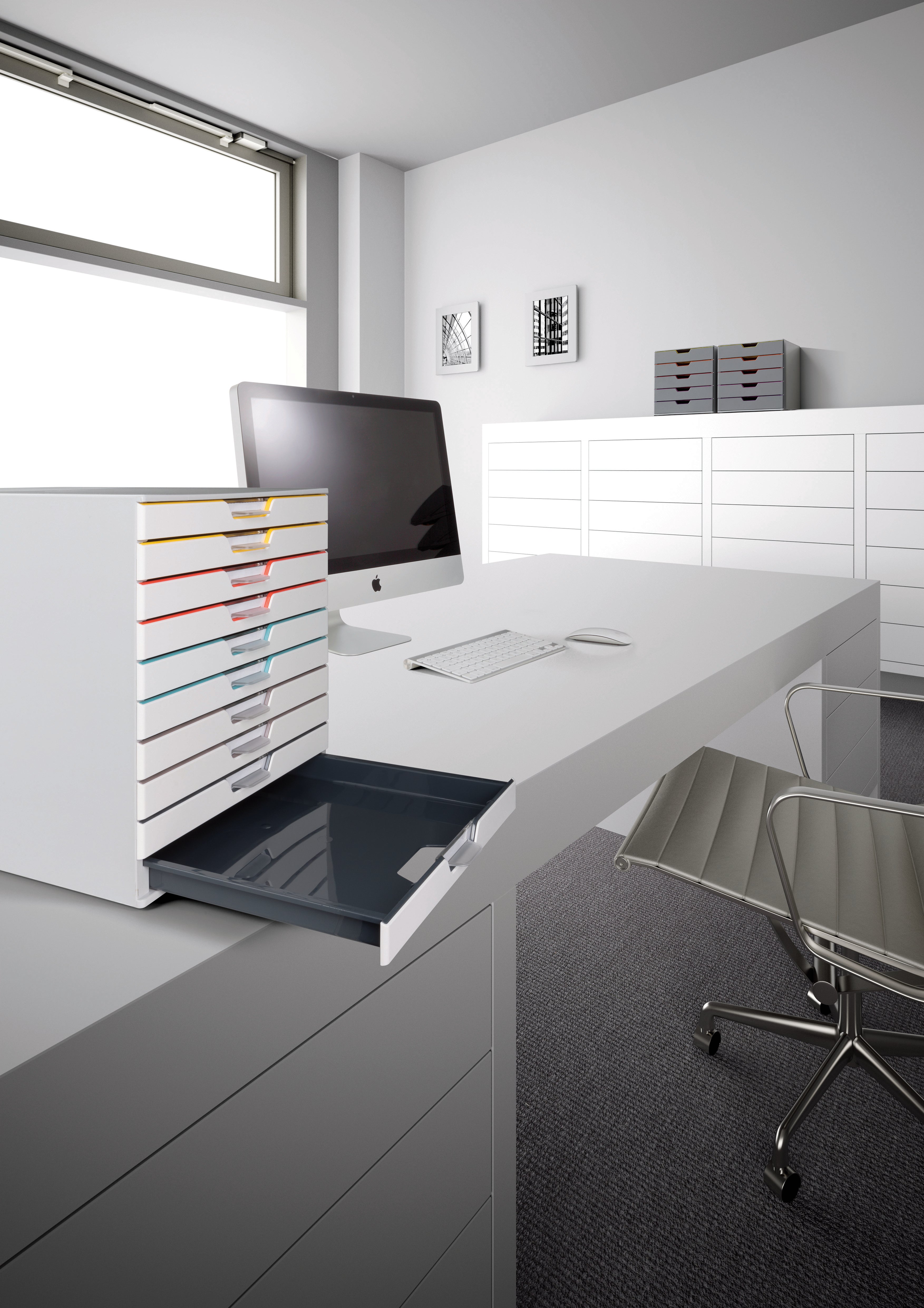 Durable VARICOLOR MIX Desktop Organizer 10 Drawer Color Coded Storage | Letter Size