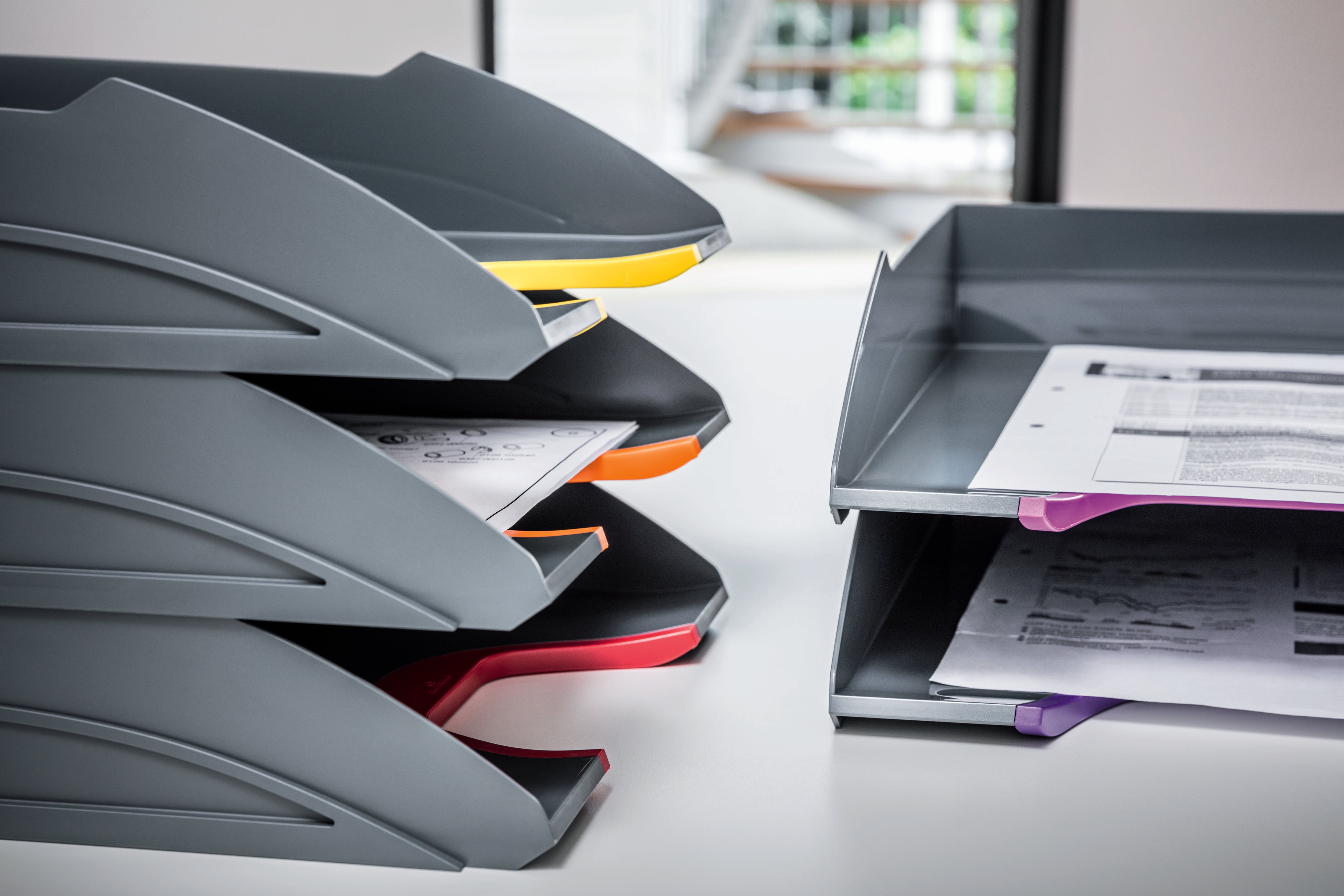 Durable VARICOLOR ECO Stackable Letter Tray Files | Letter Size Color Coded 5 Pack