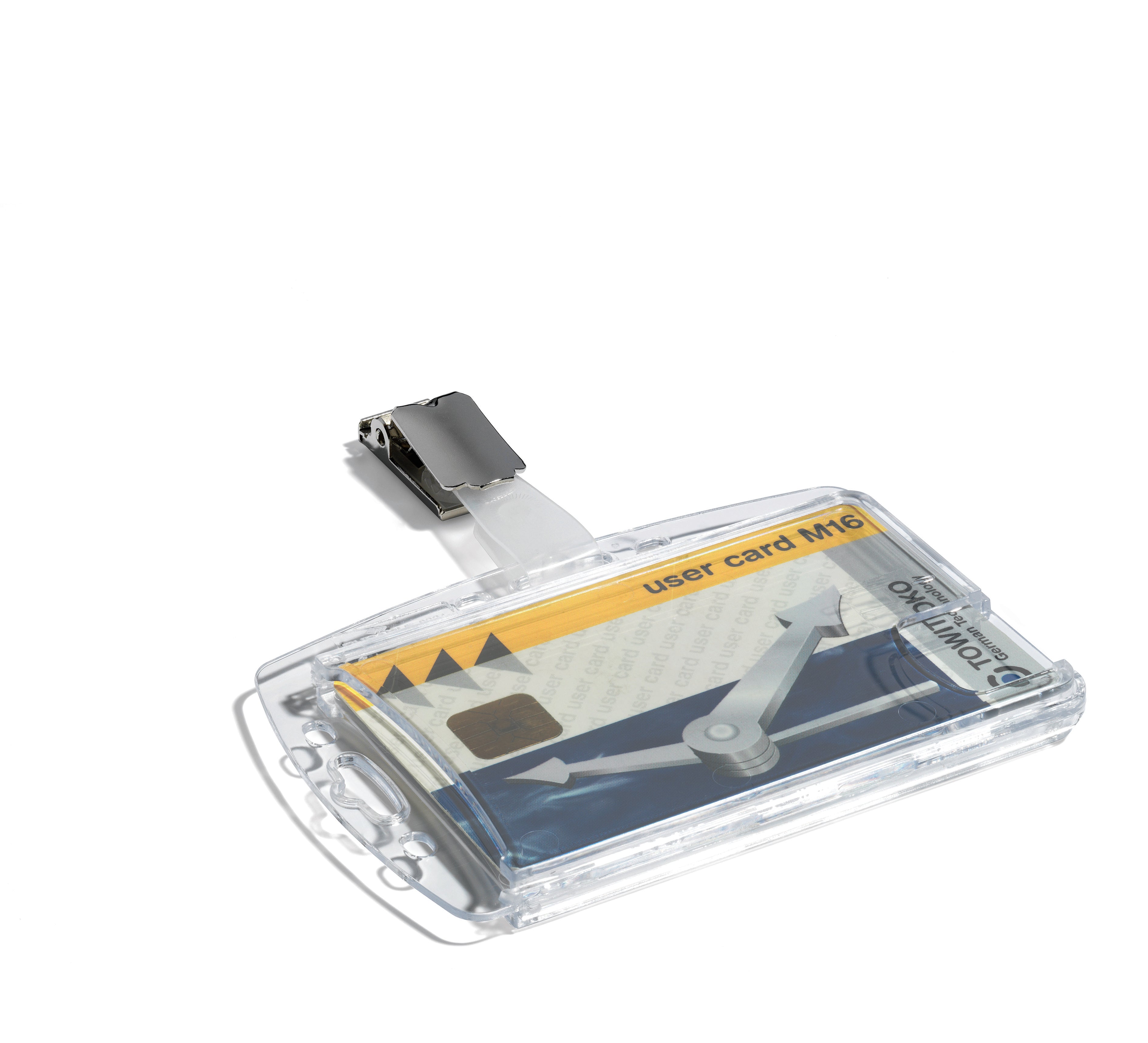 Durable Enclosed DUO 2 Card Clip Security Pass ID Badge Holder | 25 Pack | Clear