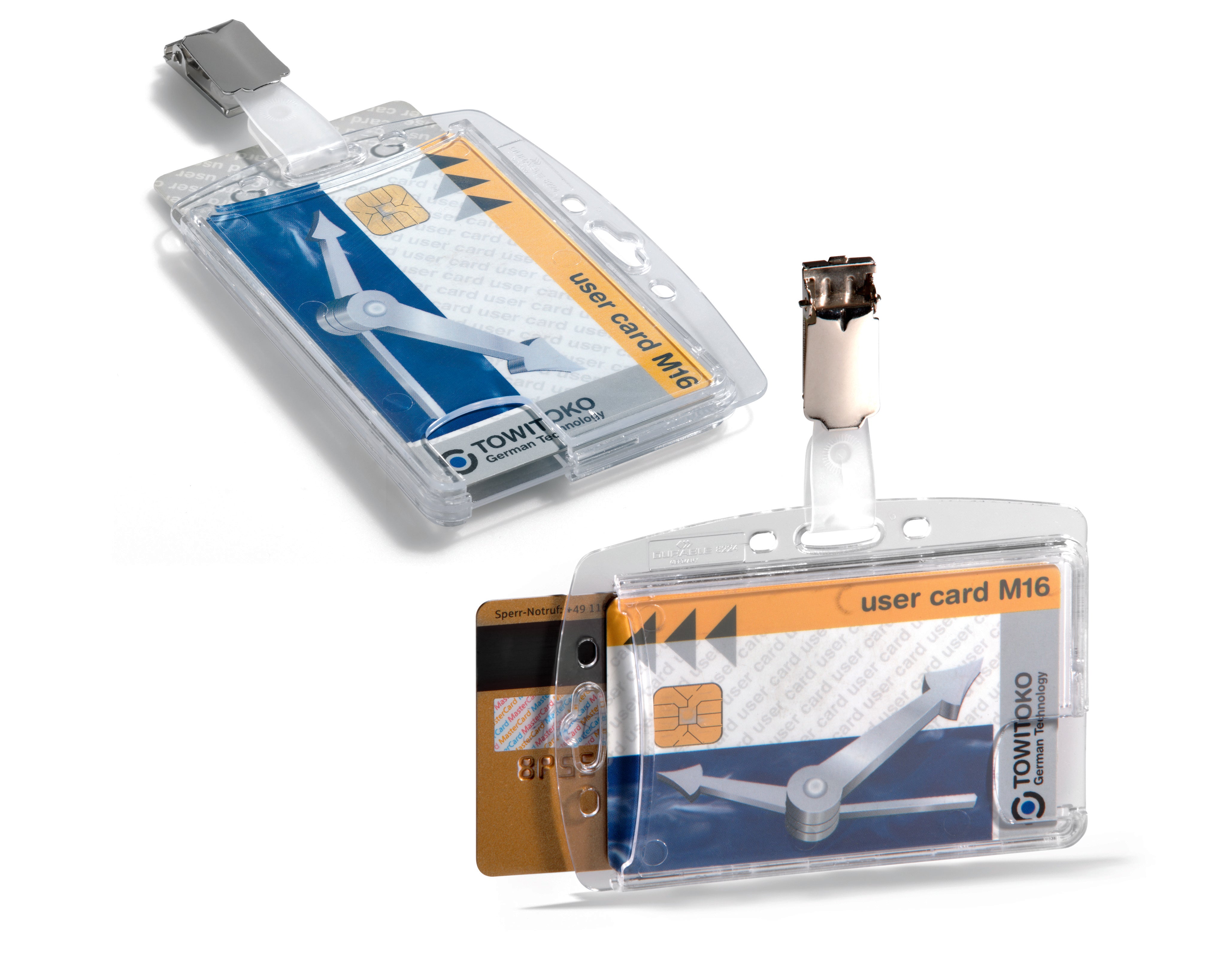 Durable Enclosed DUO 2 Card Clip Security Pass ID Badge Holder | 25 Pack | Clear