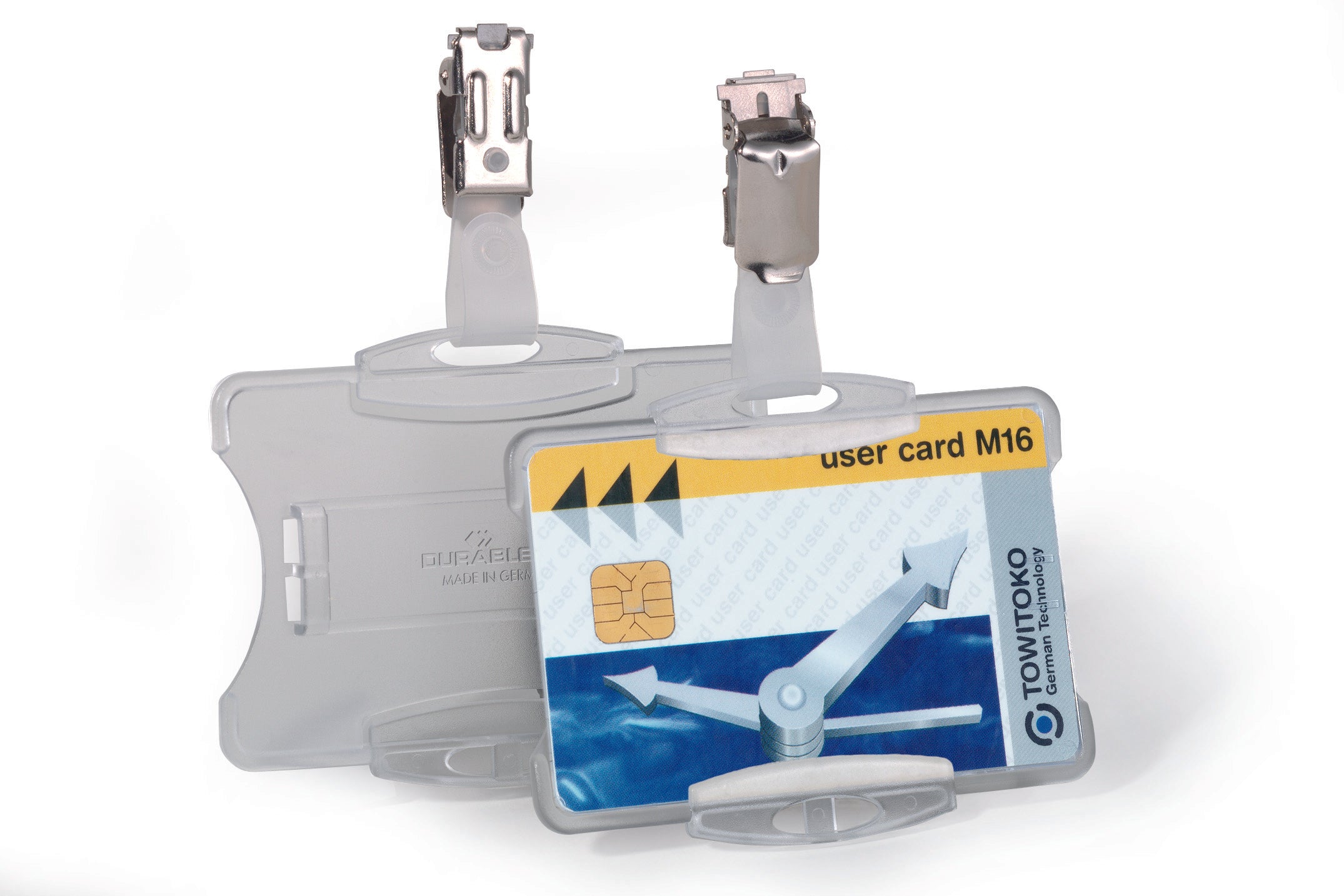 Durable Security Pass Plastic ID Badge Card Holders with Clip | 25 Pack | Clear