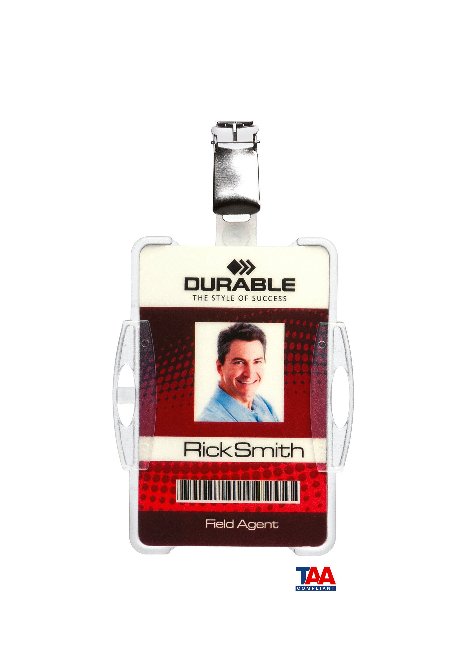 Durable Security Pass Plastic ID Badge Card Holders with Clip | 25 Pack | Clear