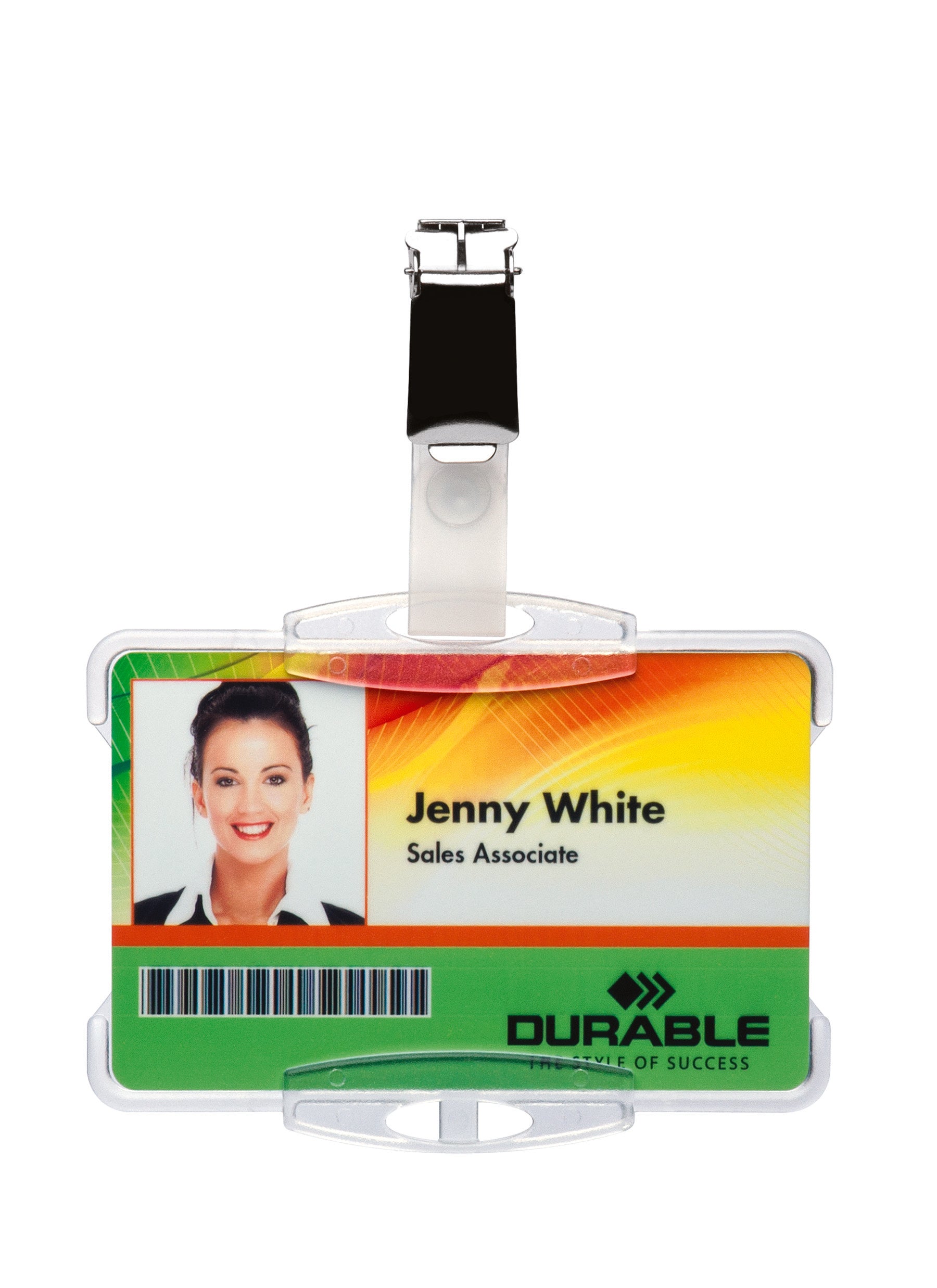 Durable Security Pass Plastic ID Badge Card Holders with Clip | 25 Pack | Clear