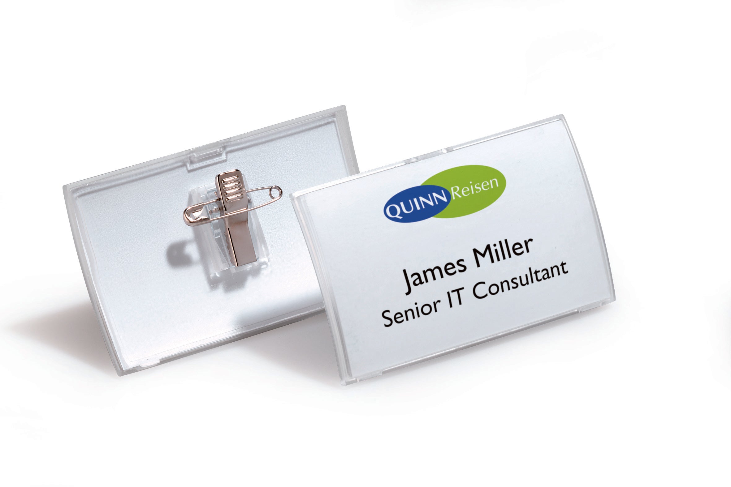 Durable CLICK FOLD Convex Clip & Pin Name Tag Badge Holder | 25 Pack | 2.25" x 3.5" Inches