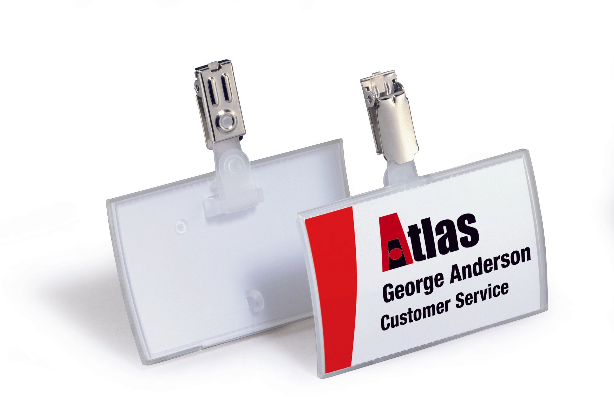 Durable CLICK FOLD Clip Name Tag Badge Holders & Inserts | 25 Pack | 2.25" x 3.5" Inches