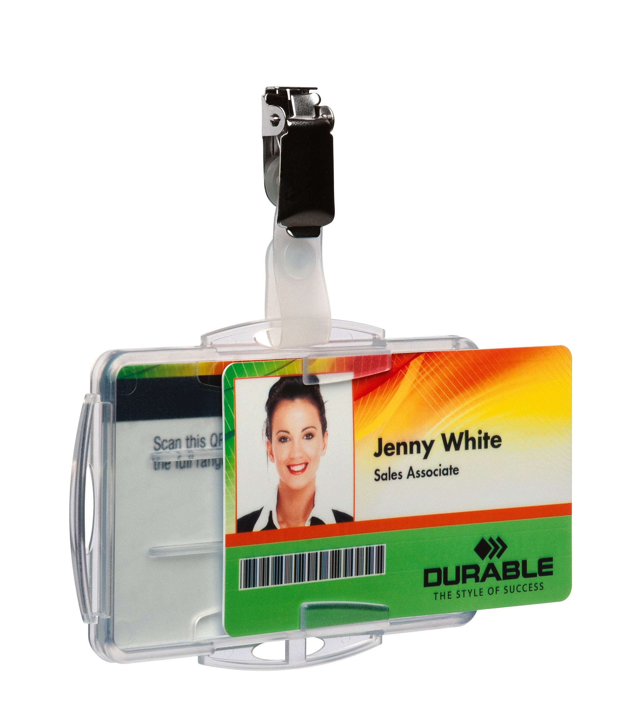 Durable DUO 2 Card Security Pass ID Badge Holders with Clip | 25 Pack | Clear