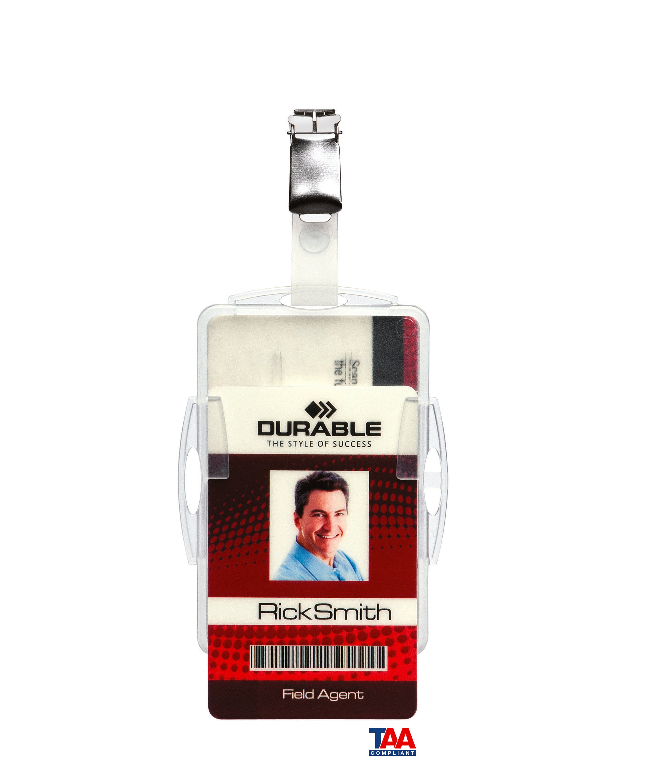Durable DUO 2 Card Security Pass ID Badge Holders with Clip | 25 Pack | Clear
