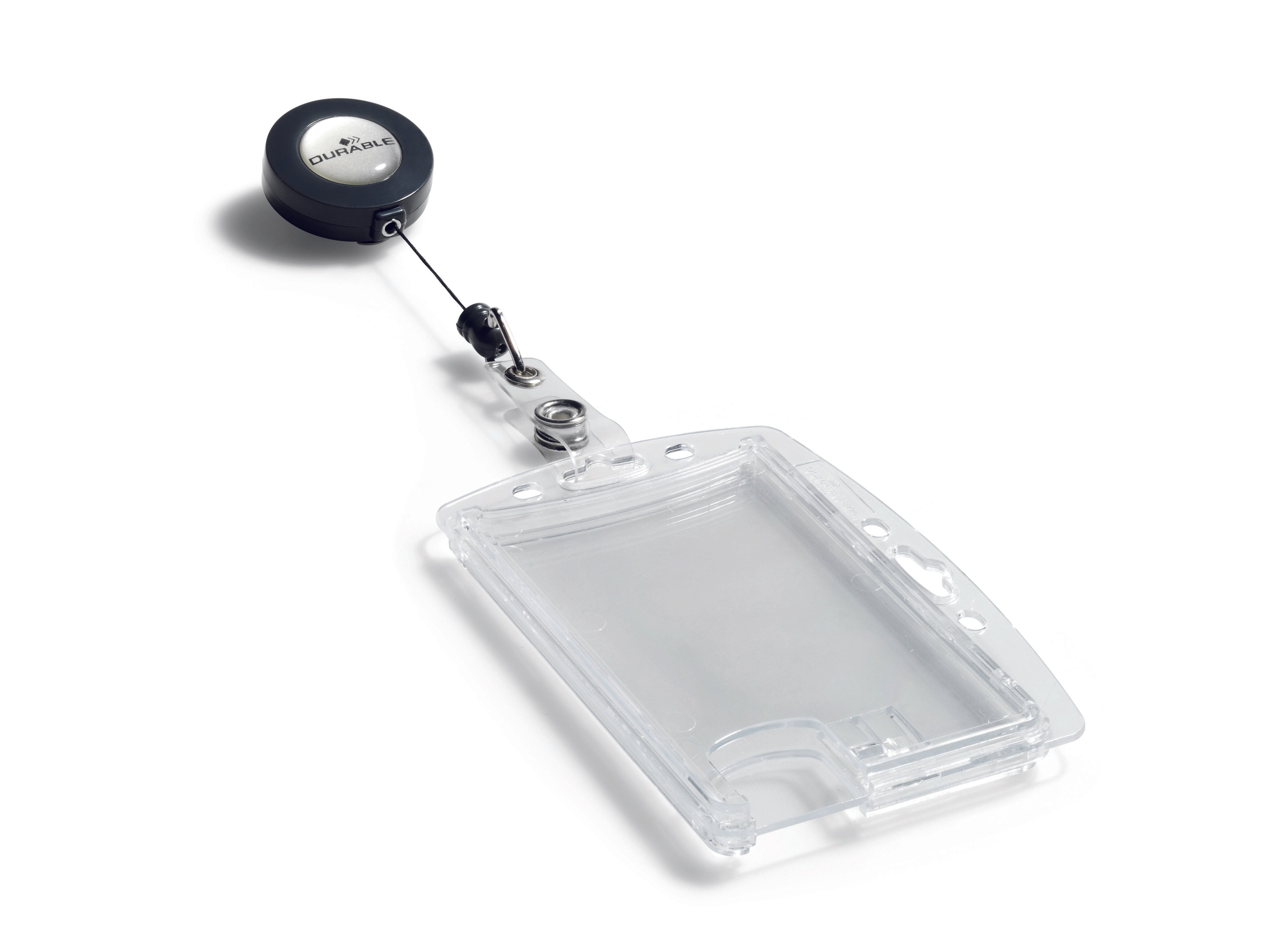 Durable Enclosed 2 Card Badge Reel Security Pass ID Holders | 25 Pack | Clear