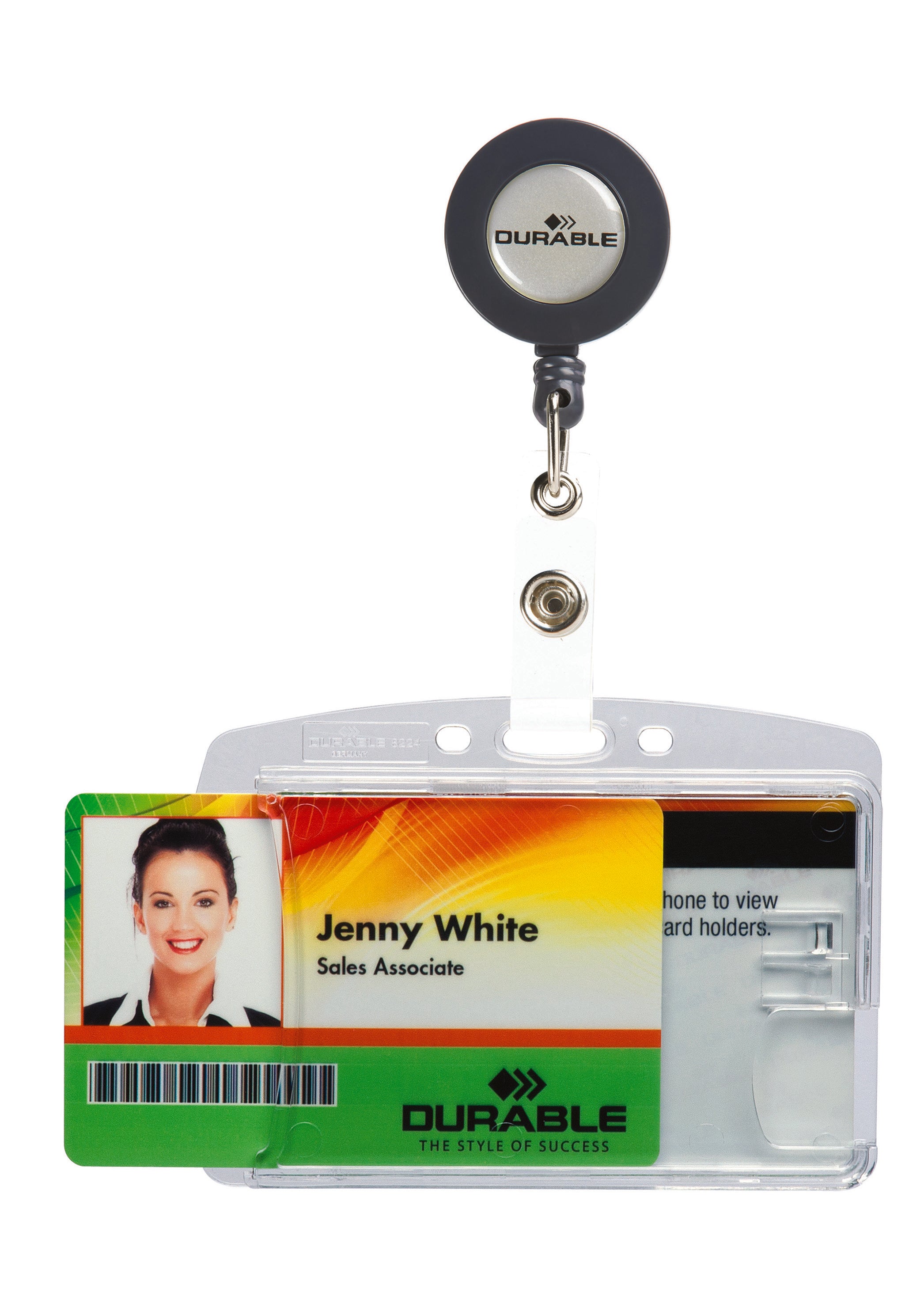 Durable Enclosed 2 Card Badge Reel Security Pass ID Holders | 10 Pack | Clear