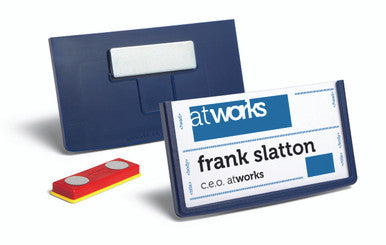 Durable Frame Name Badge Holder with Magnet | Large 2.875" x 1.5" | Dark Blue | 25 Box