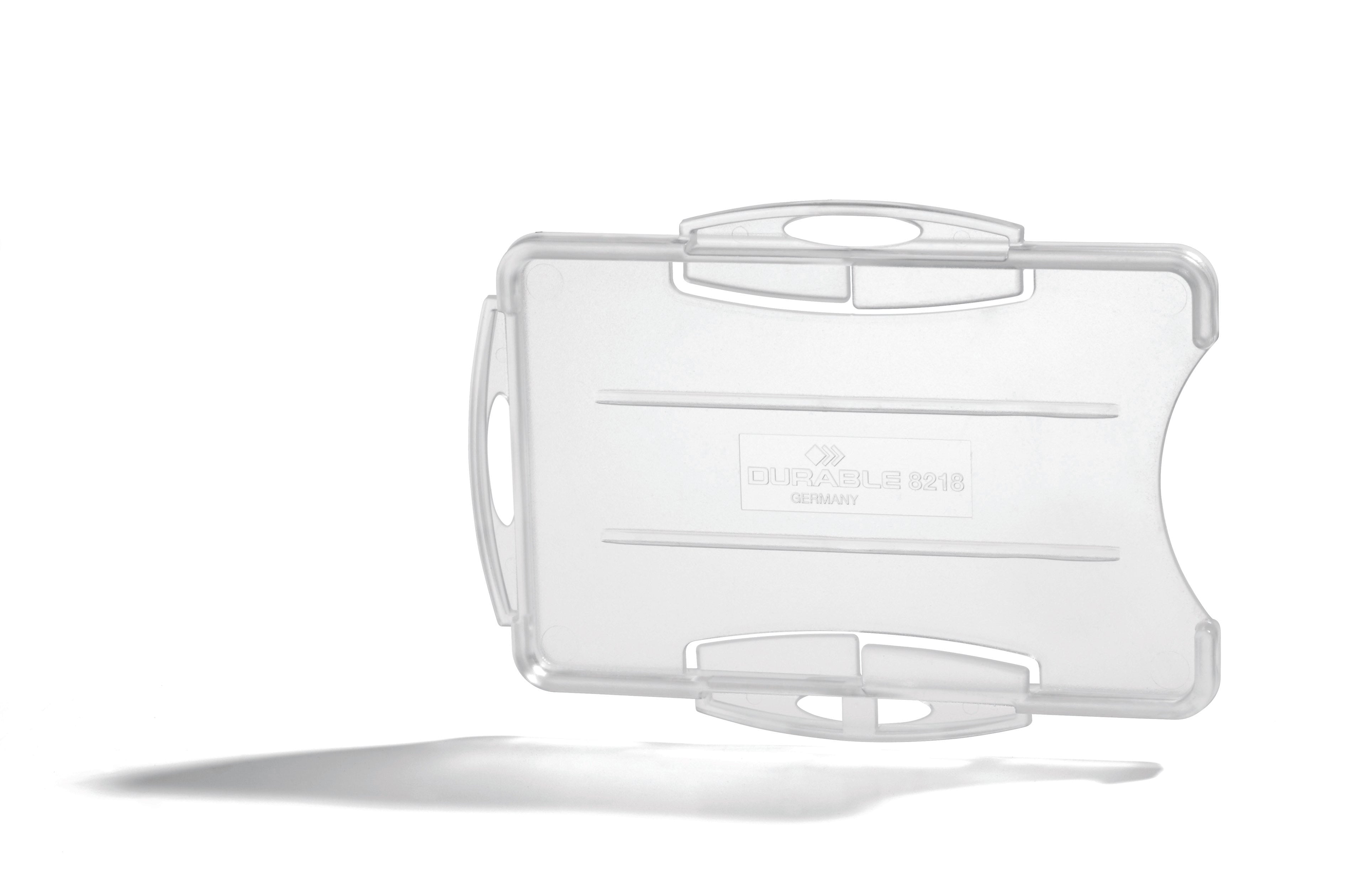 Durable DUO 2 Card Security Pass ID Badge Holders for Lanyards | 10 Pack | Clear