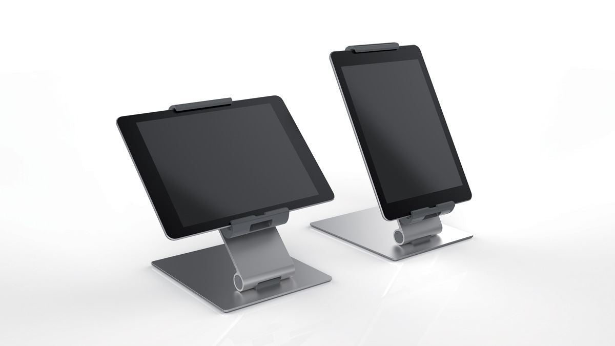 Durable Aluminum Foldable Tablet Holder iPad Desk Stand | Lockable & Rotatable