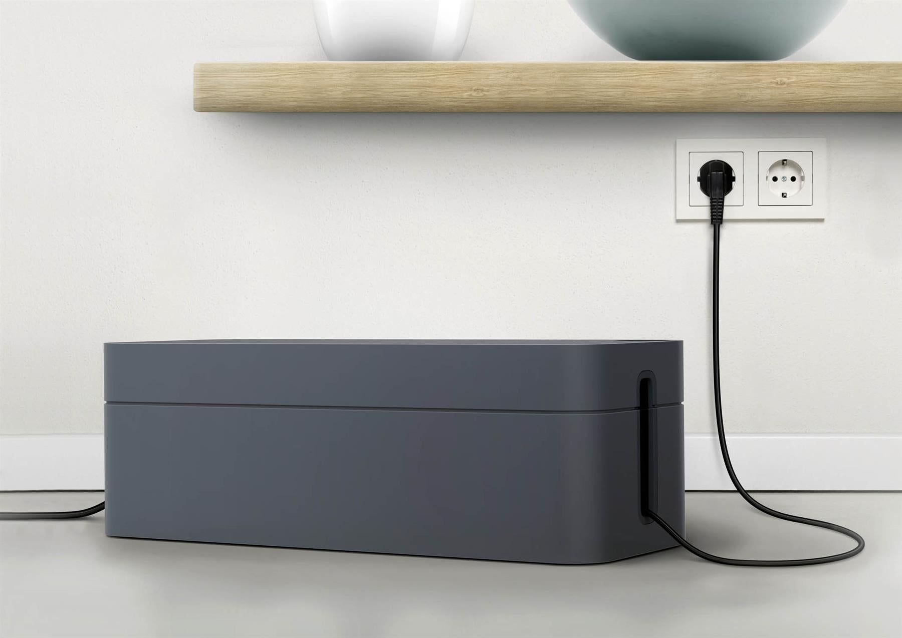 Durable CAVOLINE Cable Management Box Organizer Wire Tidy | Large | Graphite