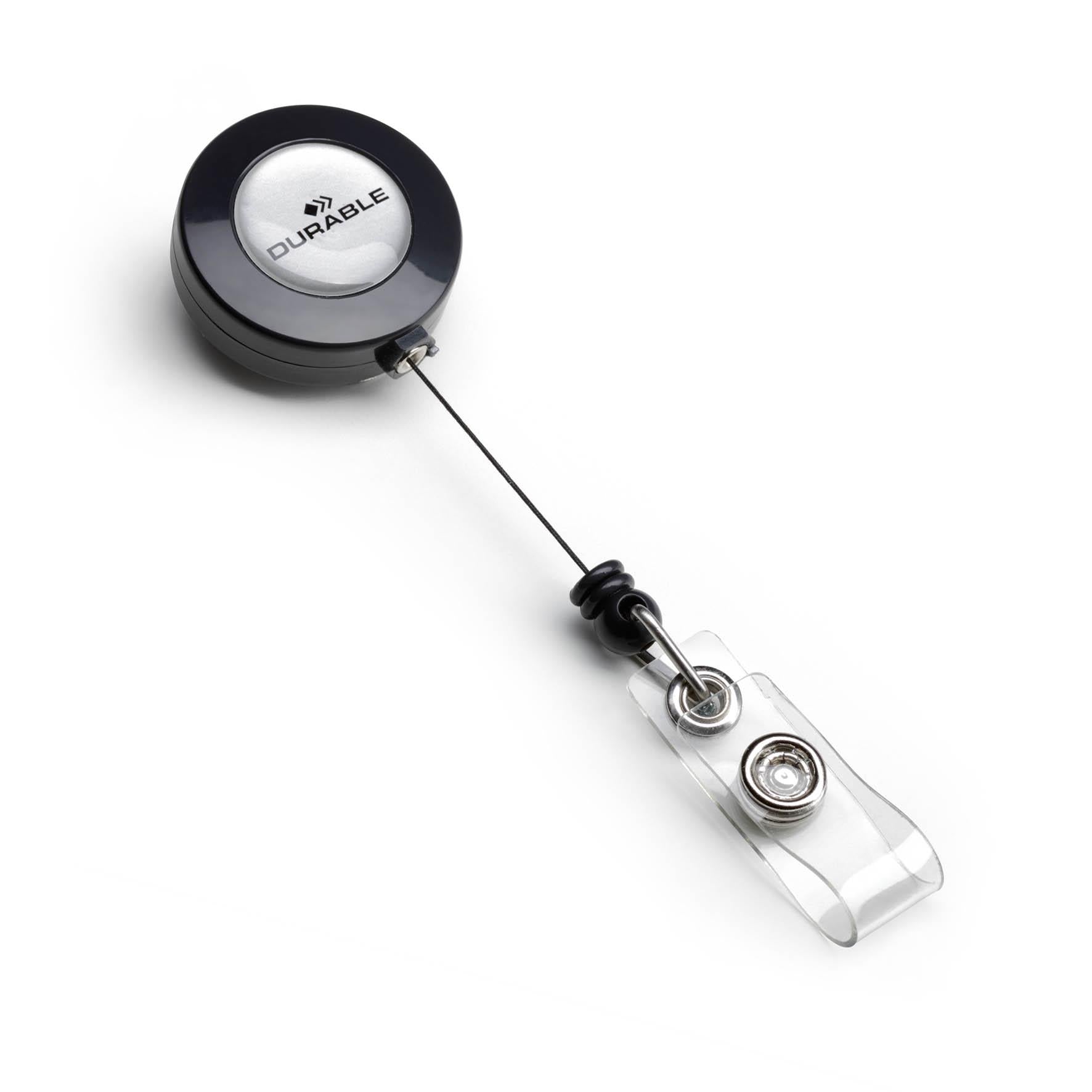 Durable Secure Retractable Clip Badge Reel for ID Cards & Keys | 10 Pack | Black