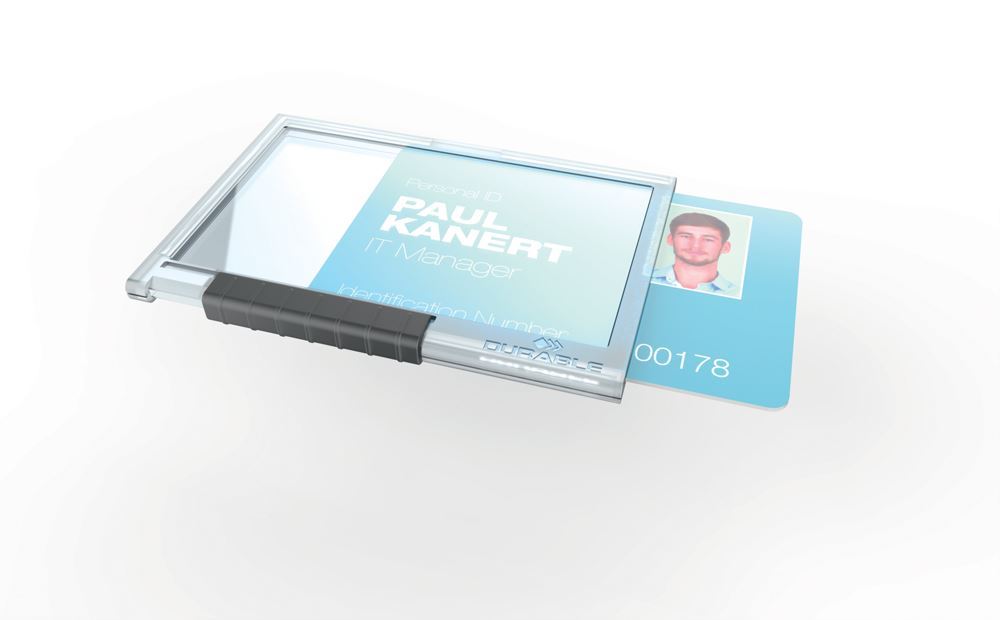 Durable PUSHBOX Security Pass ID Card Holders | 10 Pack | Clear
