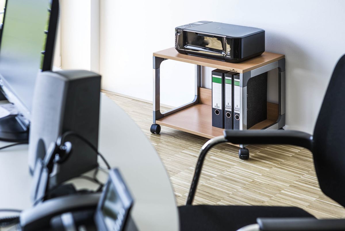 Durable Multi Function Office Trolley 48 | Includes 2 Strong Shelves | Beech