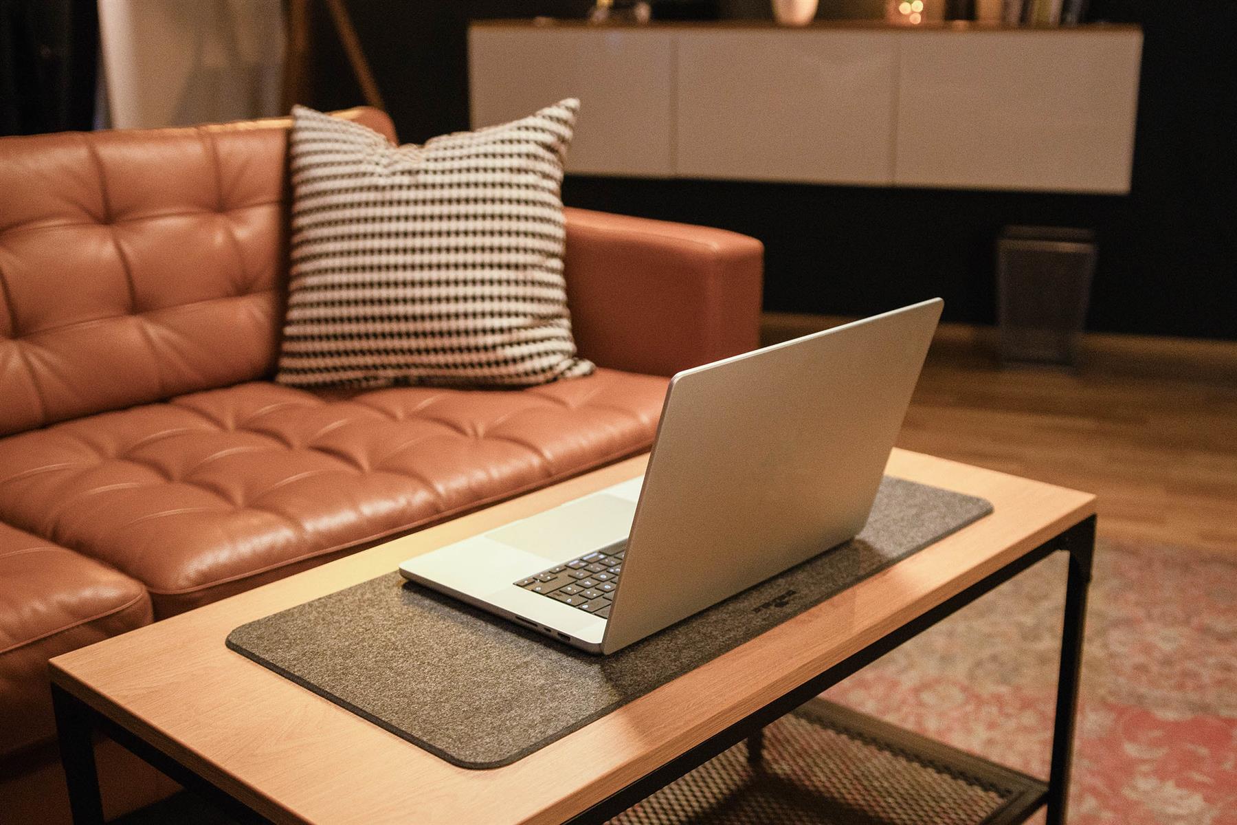 Durable EFFECT Premium Soft Felt Desk Mat with Fold Out Phone Holder | 27.5" x 13" Inches