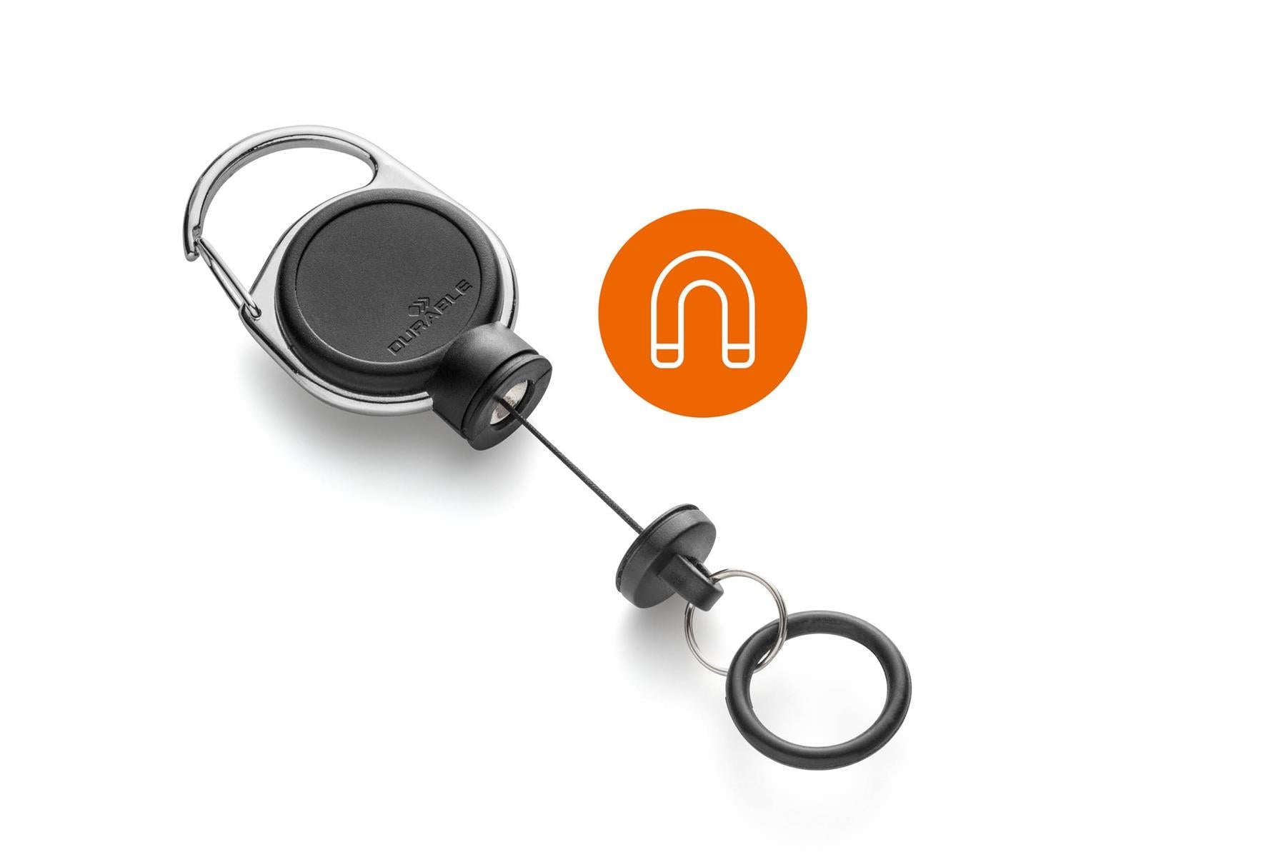 Durable Secure Magnetic Carabiner Badge Reel for Keys & Hand Sanitizer | Black