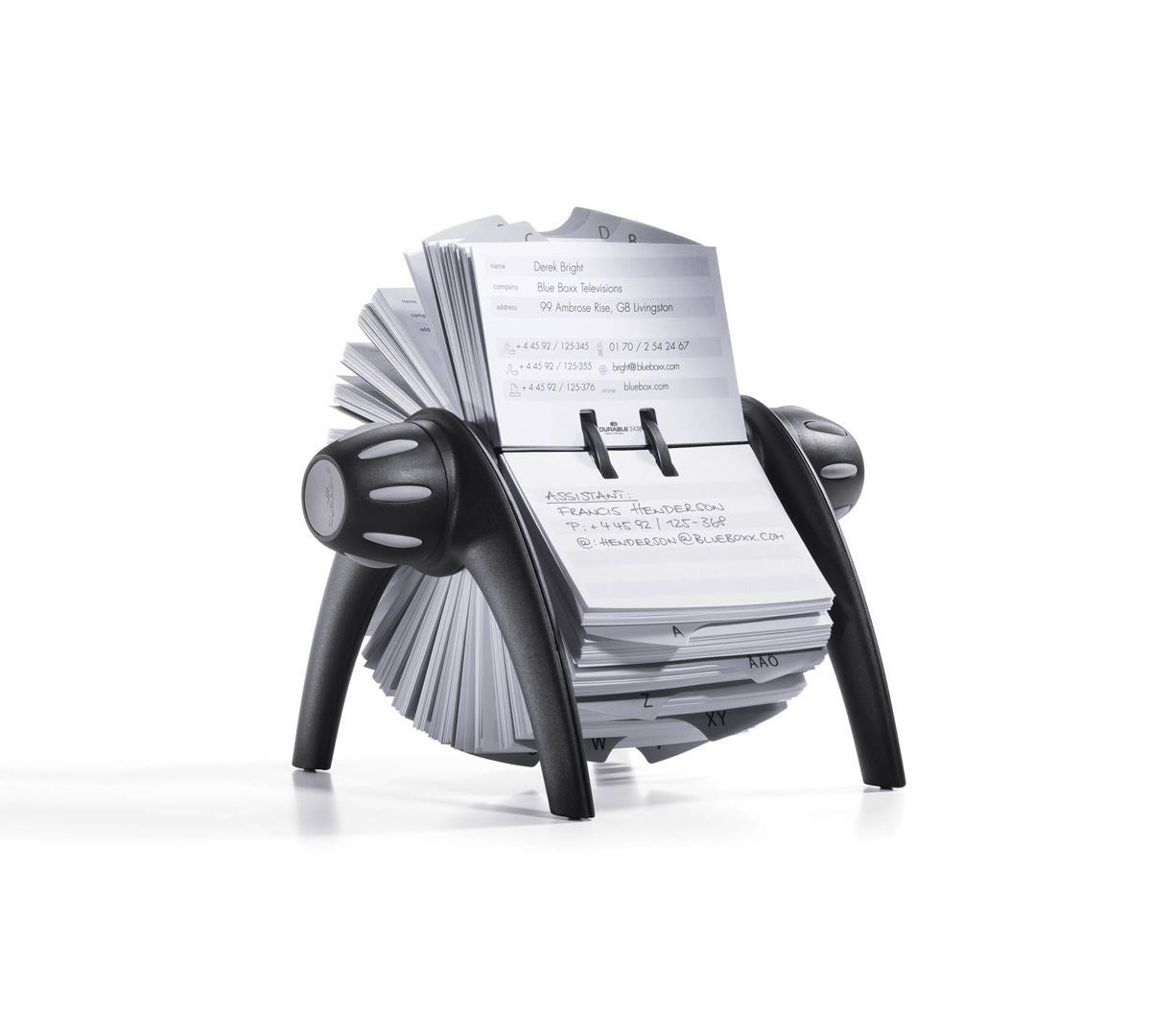 Durable TELINDEX Rotary Address Card Holder File | 500 Cards & A-Z Index | Black