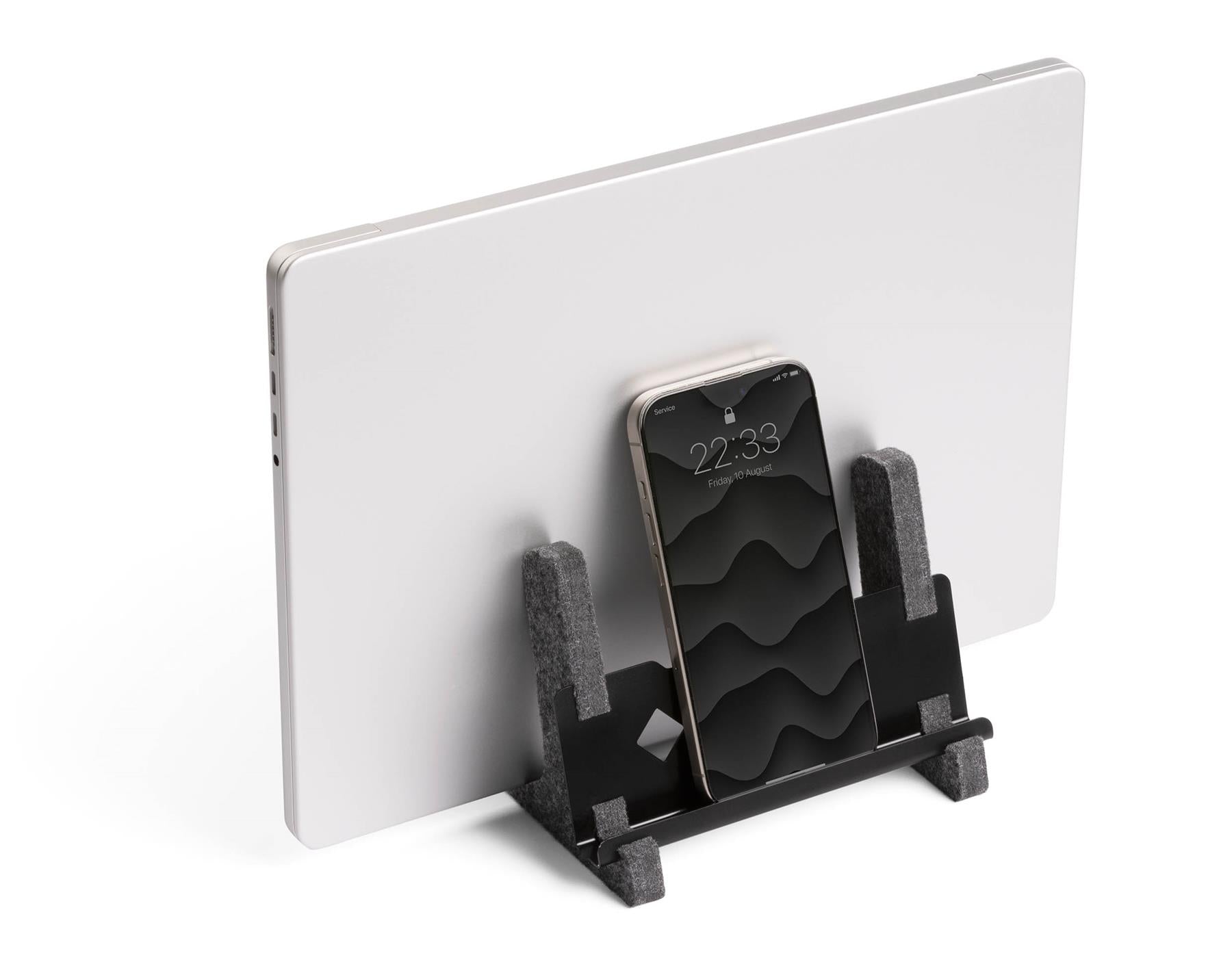 Durable EFFECT Recycled Felt Vertical Laptop Stand Dock | Space Saving 3-in-1 Holder