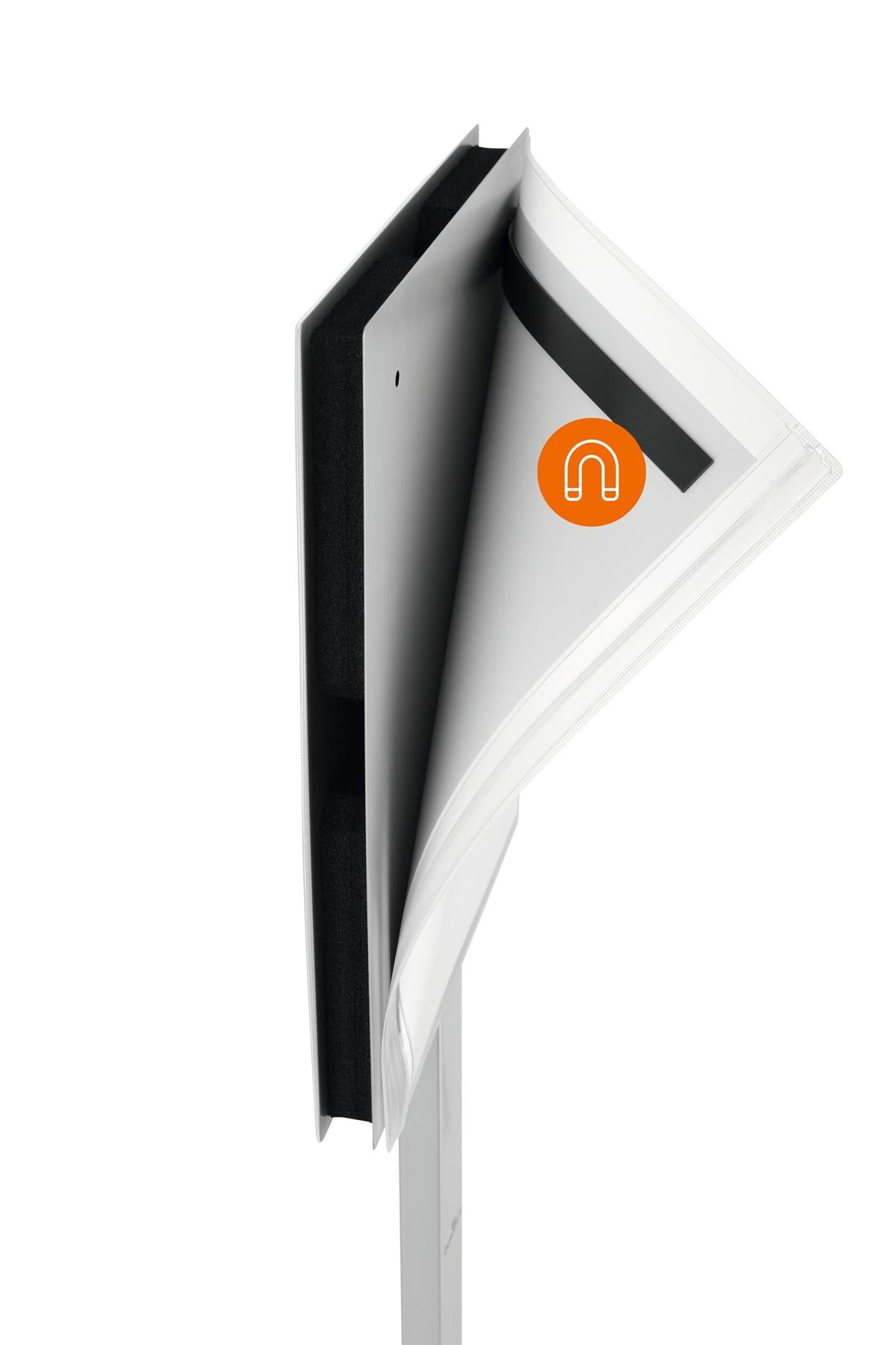 Durable INFO STAND OUTDOOR Stainless Steel Floor Sign | Tabloid Size Display Panel | Gray